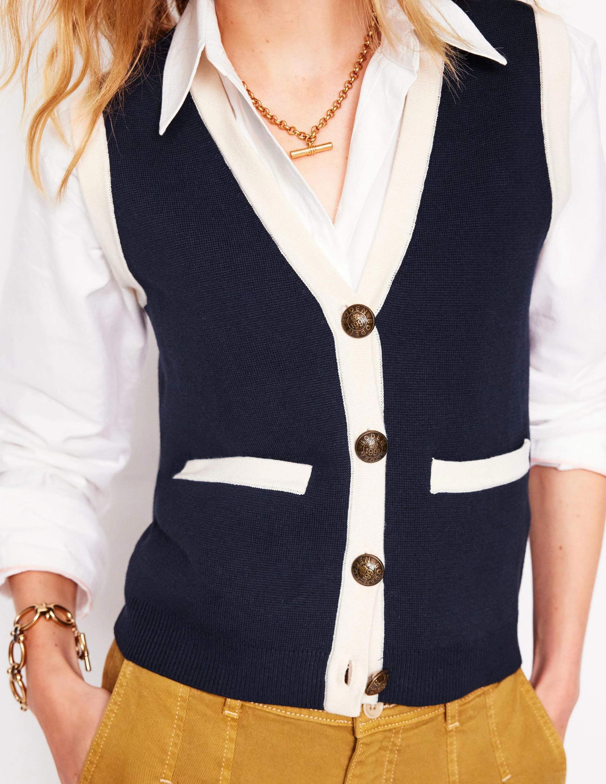 Holly Knitted Waistcoat-Navy - Image 2