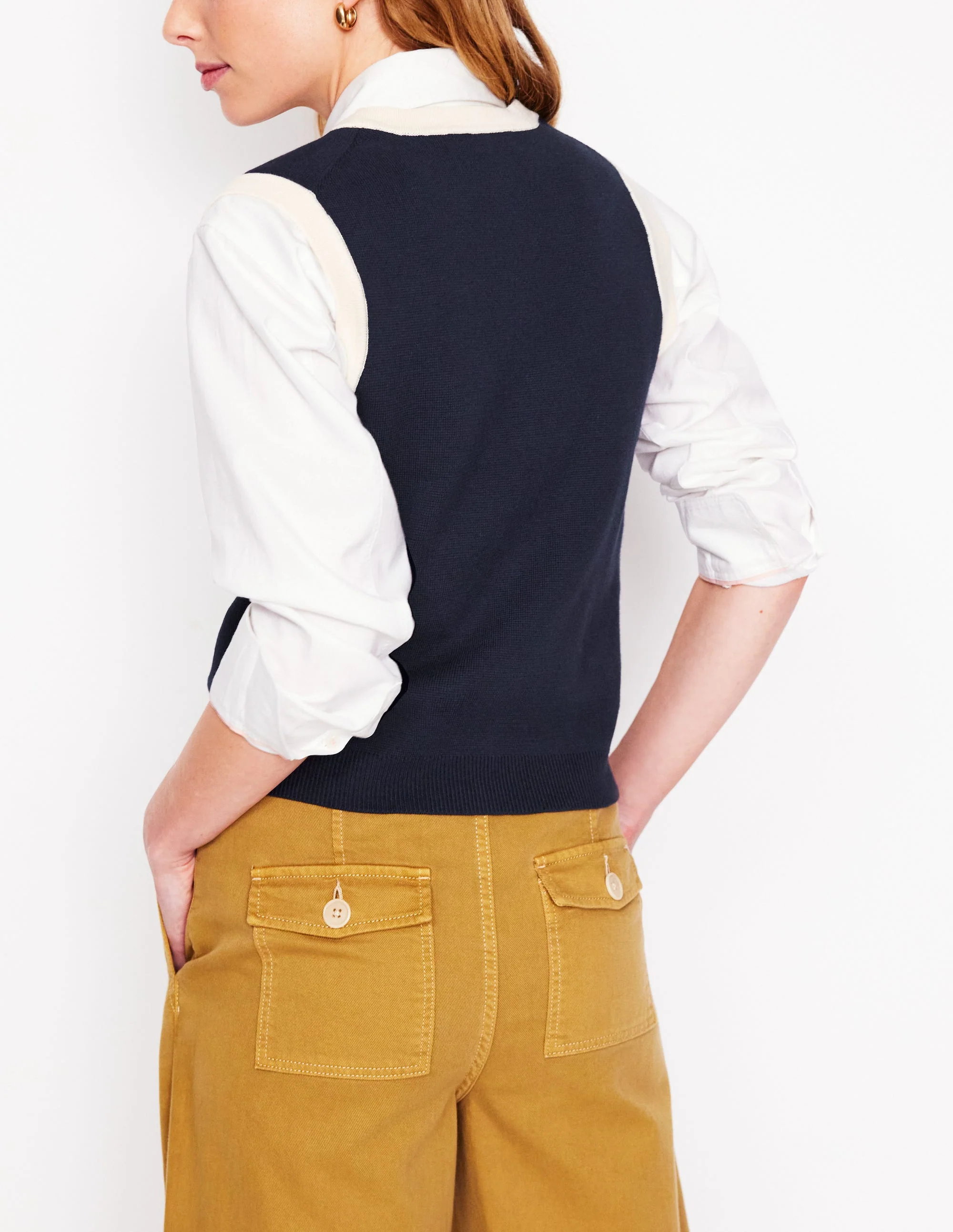 Holly Knitted Waistcoat-Navy - Image 3