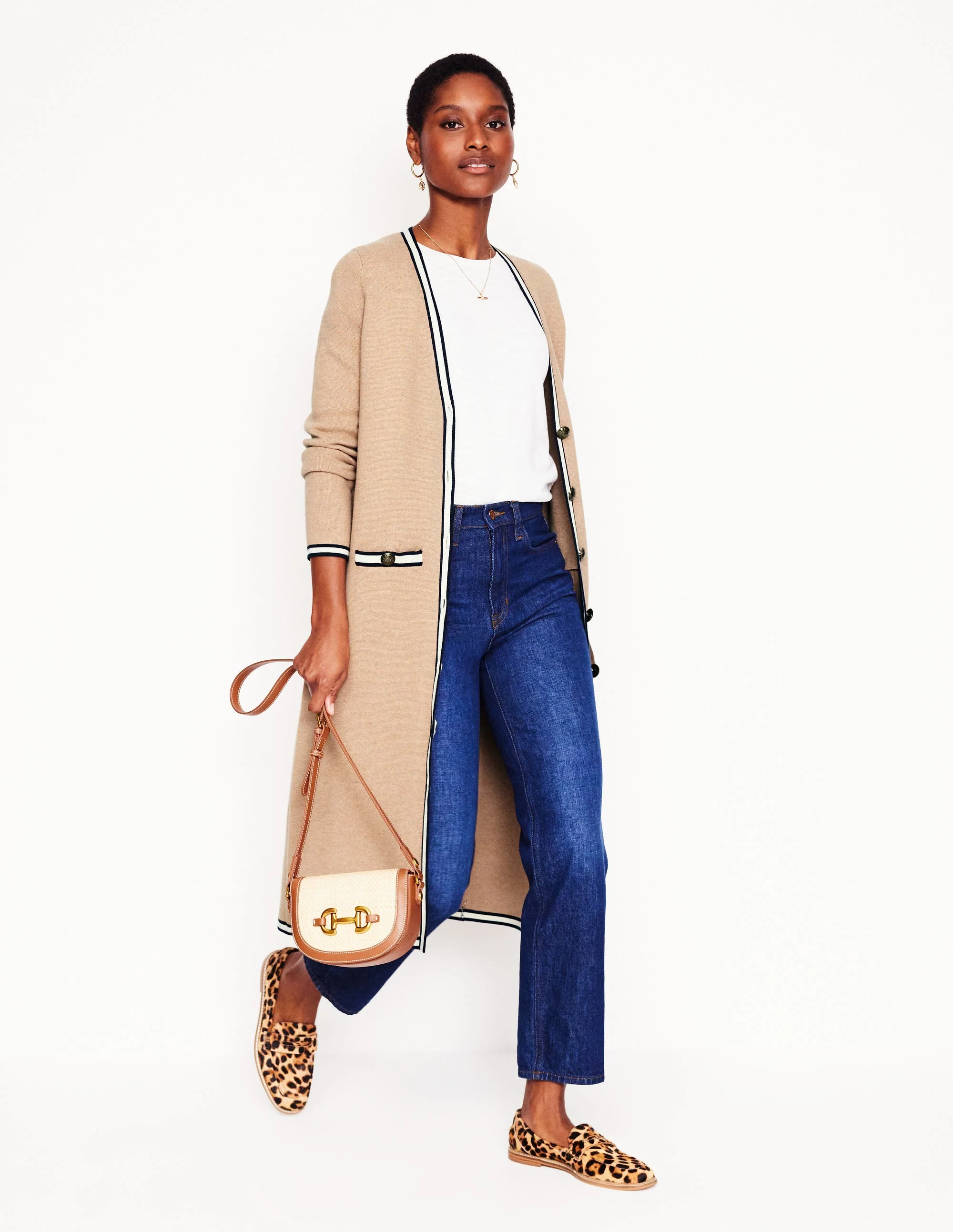 Holly Longline Knitted Jacket-Camel Melange - Image 4
