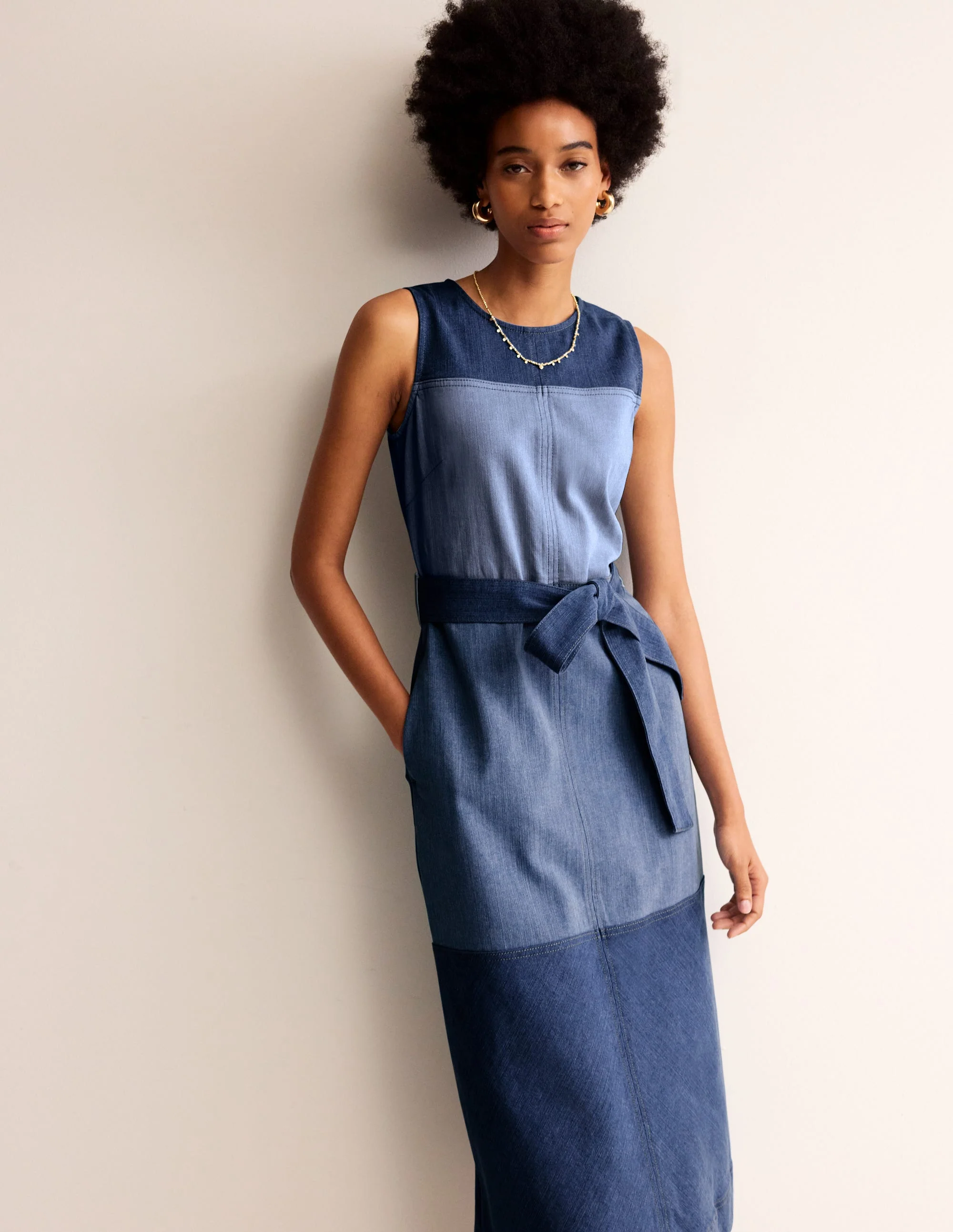 Hotch Denim Midi Dress-Hotched Denim - Image 4