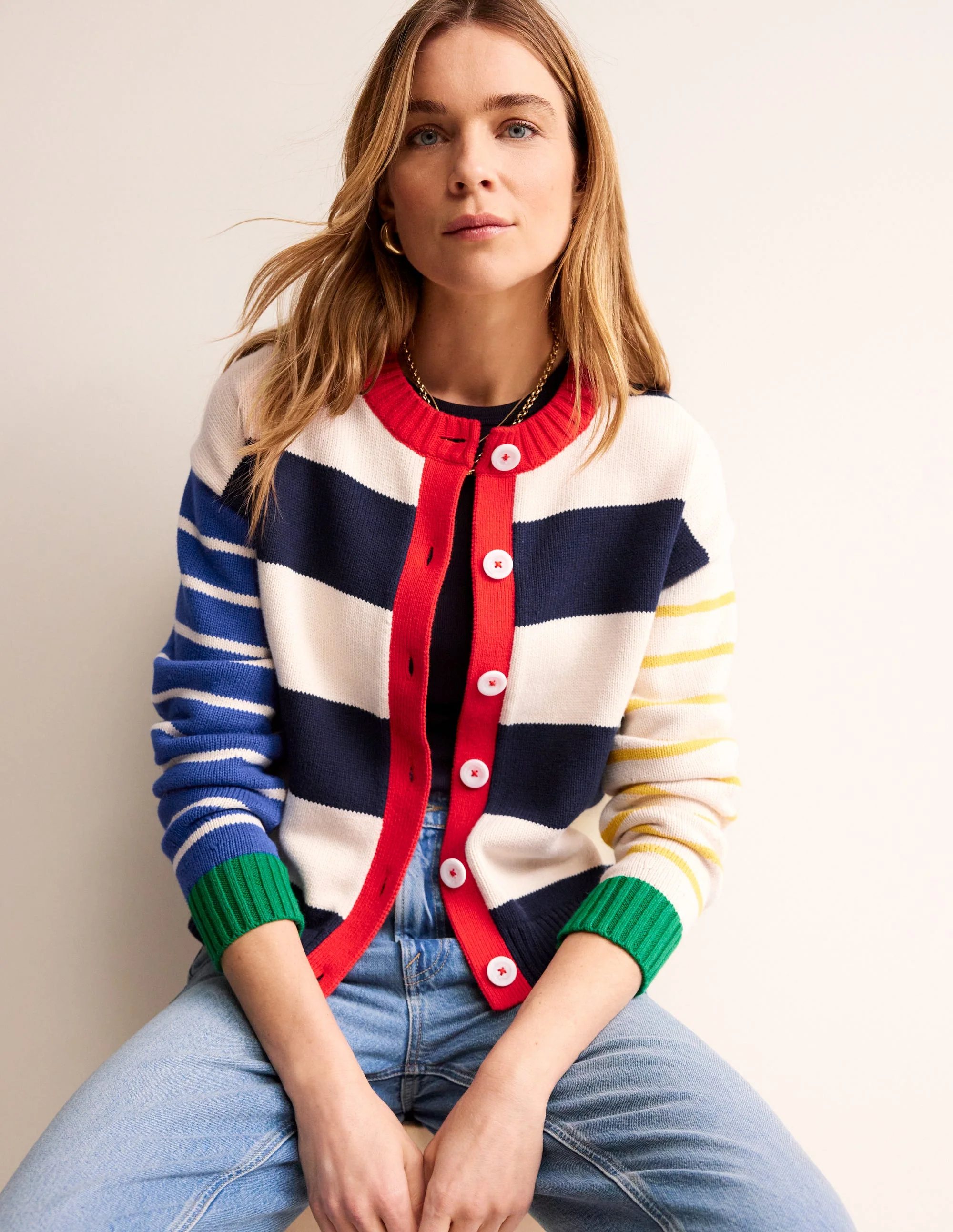 Hotch Potch Cotton Cardigan-Multi Stripe - Image 4