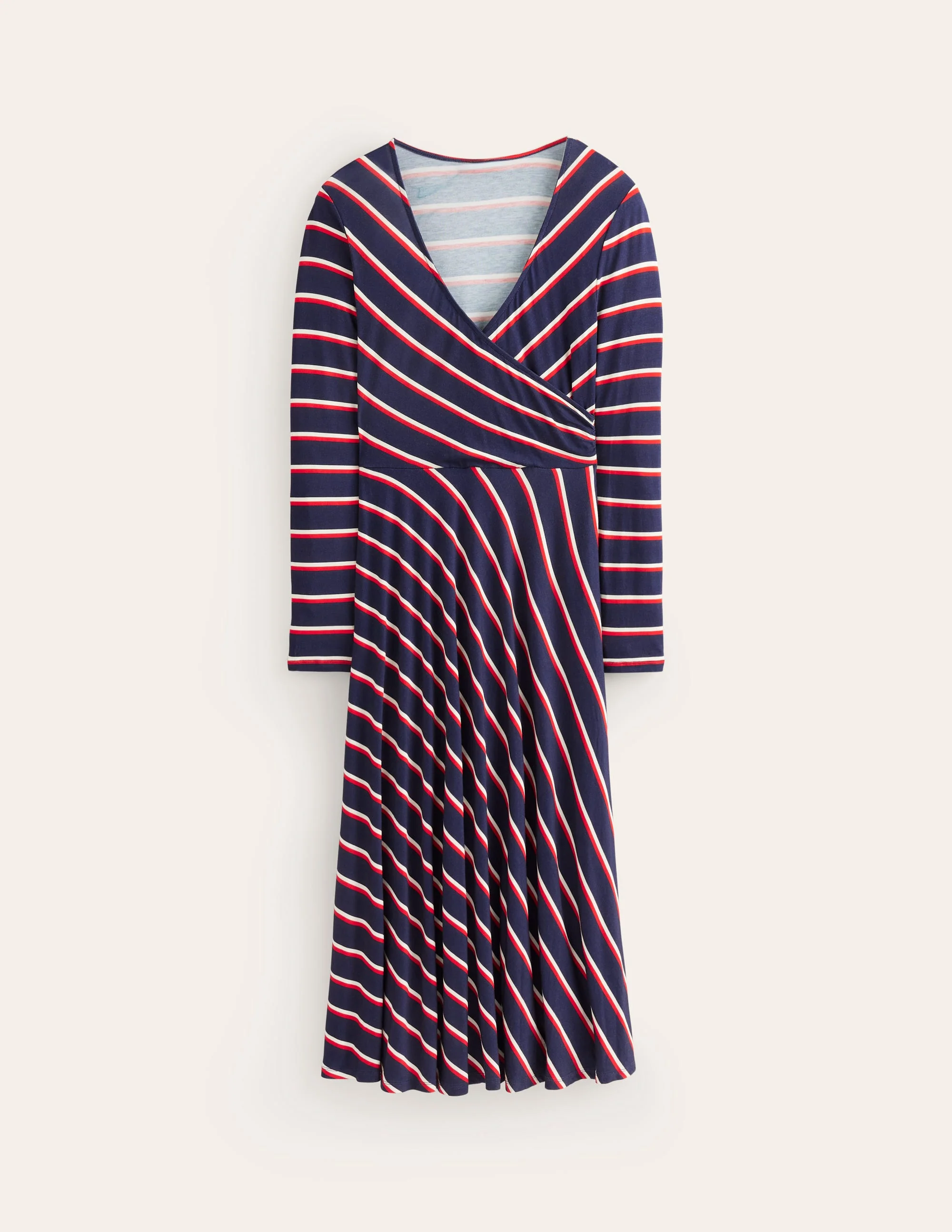 Hotch Stripe Jersey Midi Dress-Navy, Red, White Stripe - Image 6