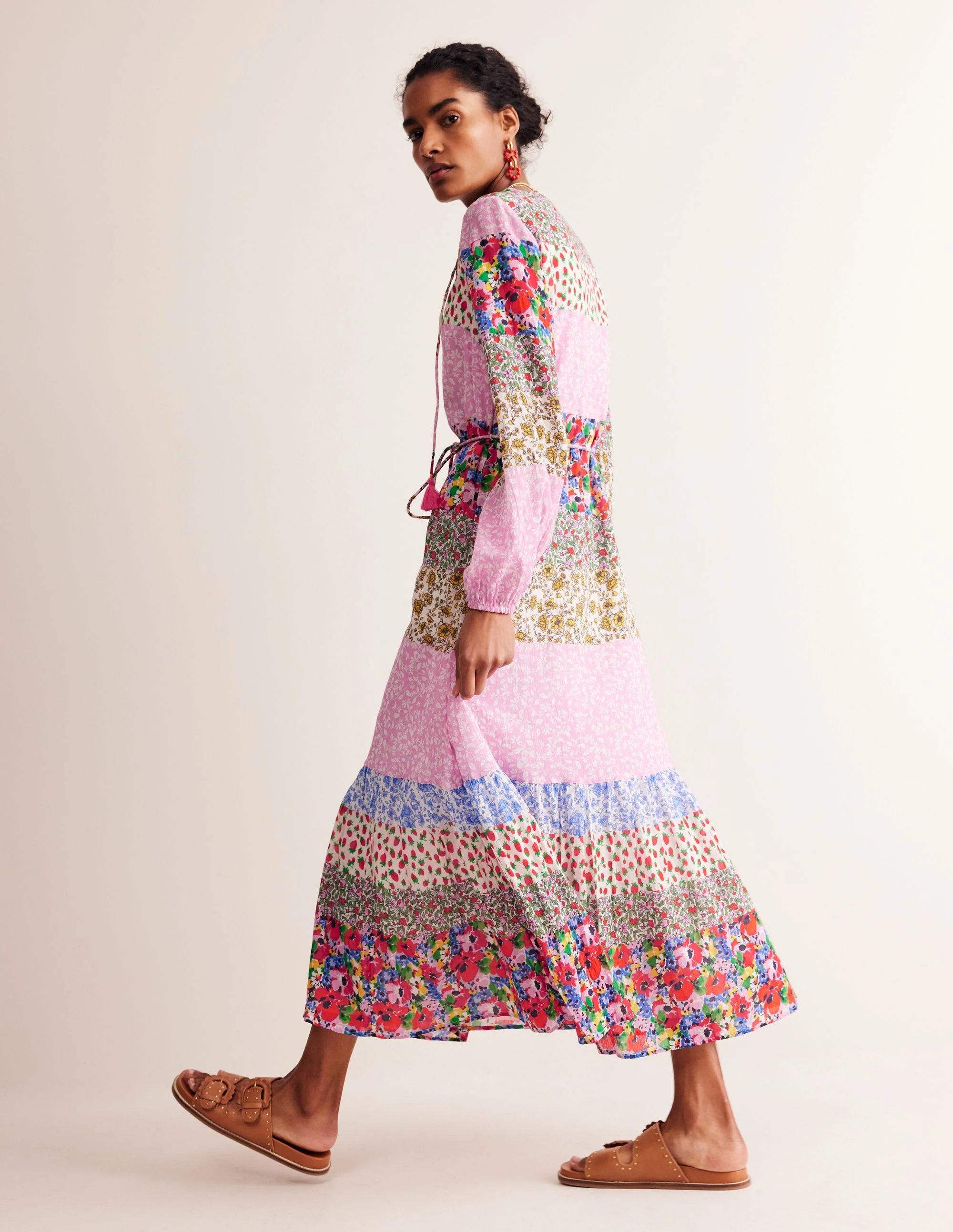 Hotched Blouson Maxi Dress-Multi, Patchwork Bloom - Image 3