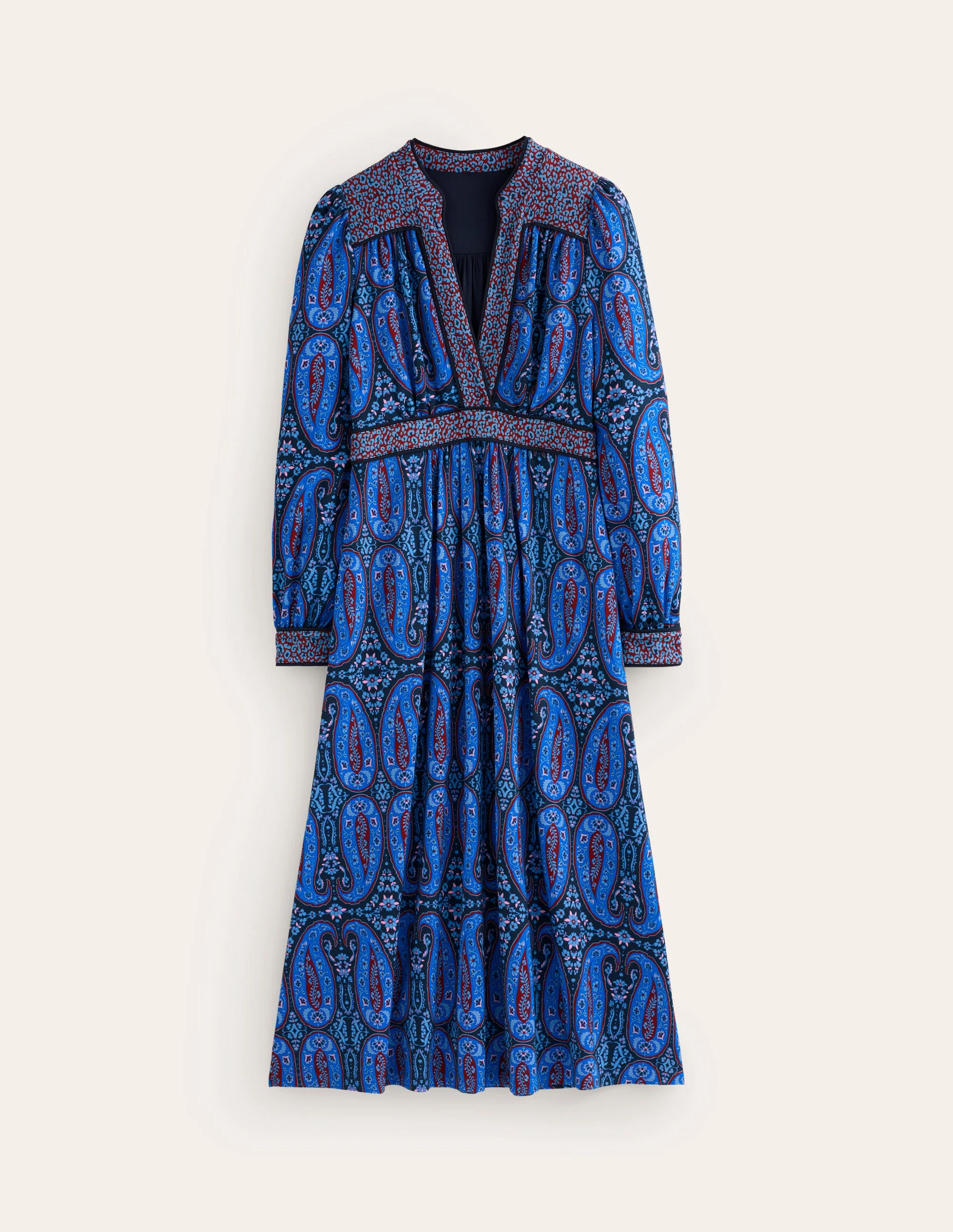 Hotched Ponte Dress-Blue, Paisley Bud - Image 6