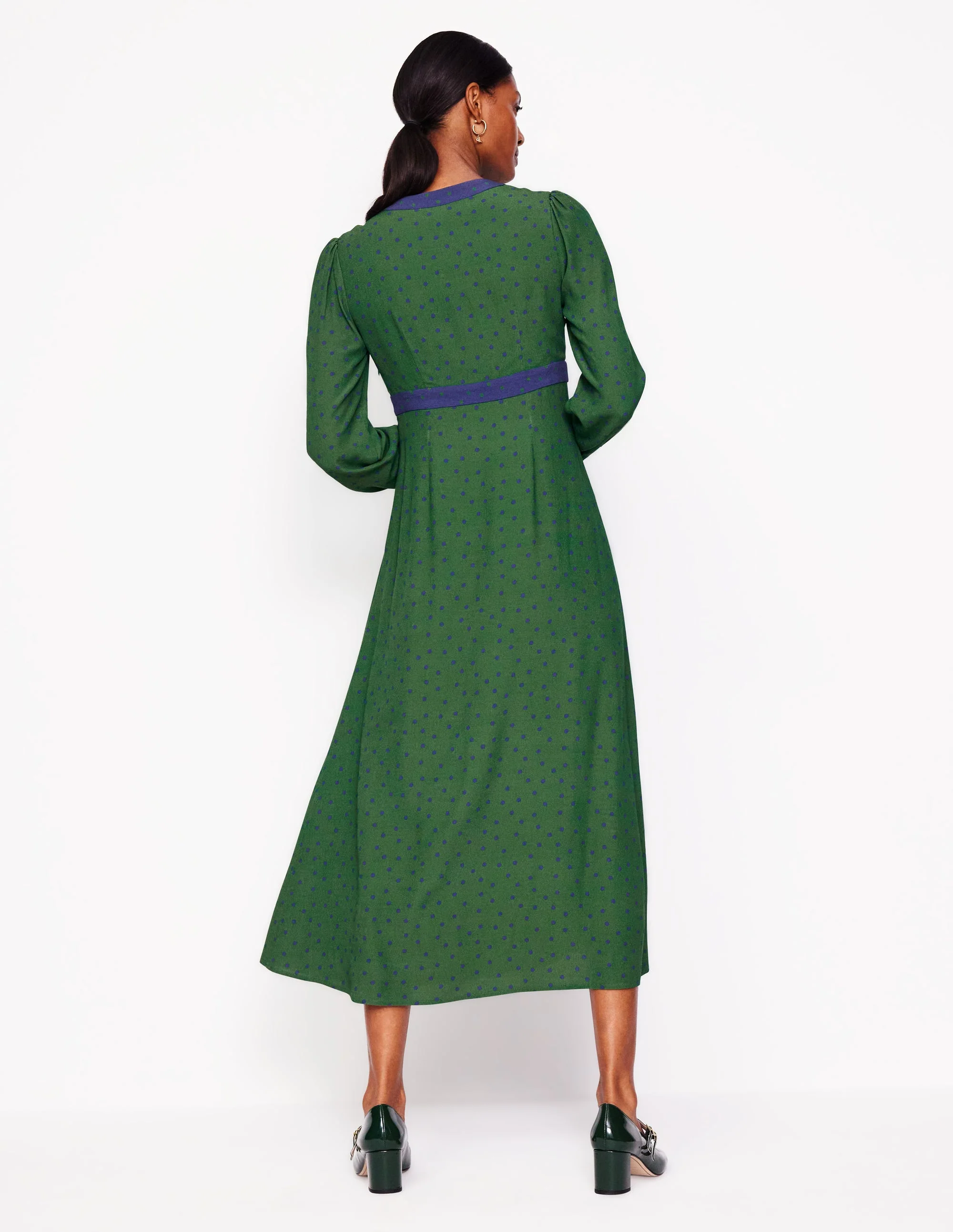 Imelda Border Print Midi Dress-Eden, Sparse Spot - Image 3