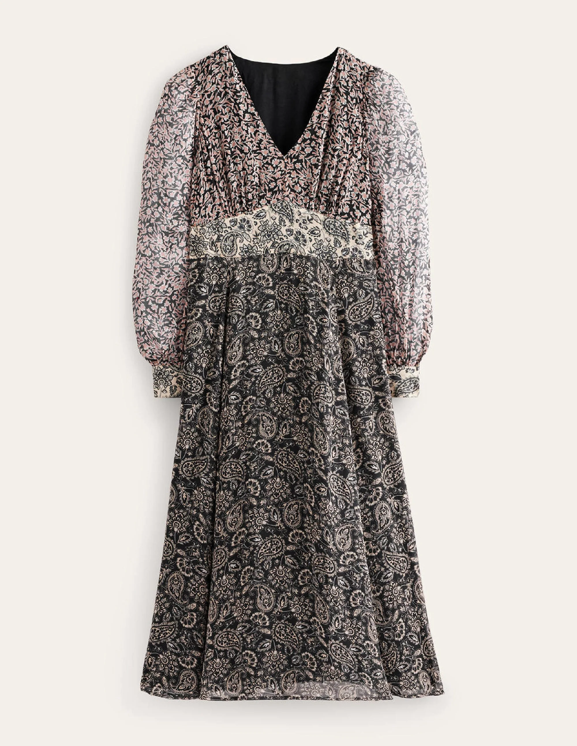 Imelda Remix Contrasting Dress-Black, Abstract Vine - Image 6