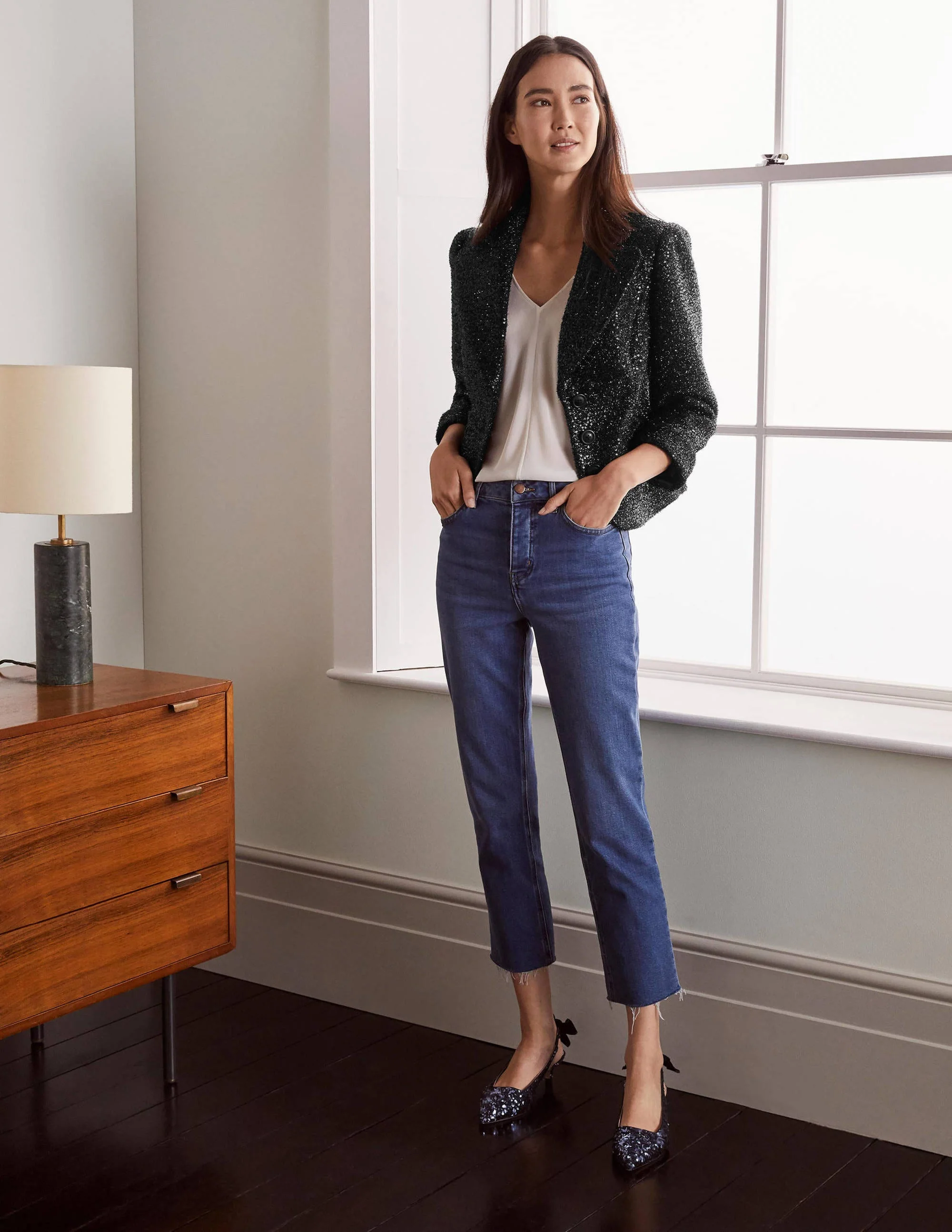 Imelda Sequin Jacket-Black Sequin