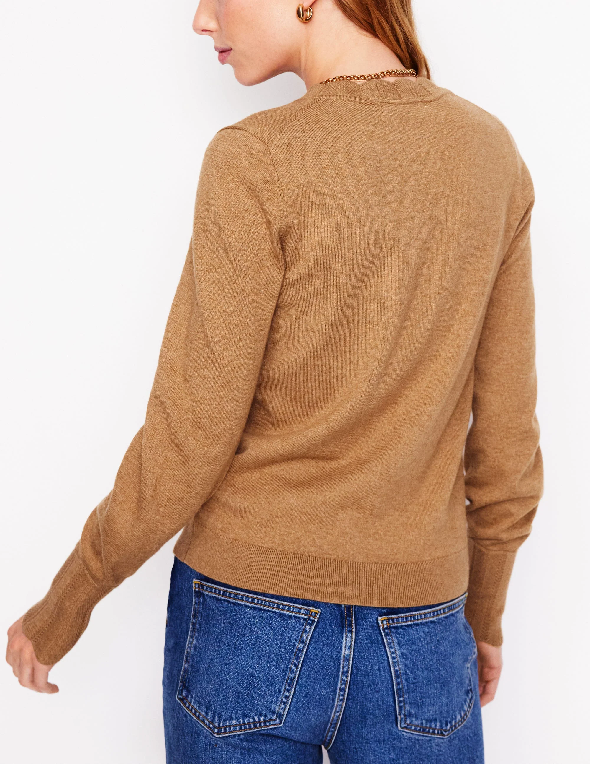 Imi Scalloped Cardigan-Fall Leaf Brown - Image 3