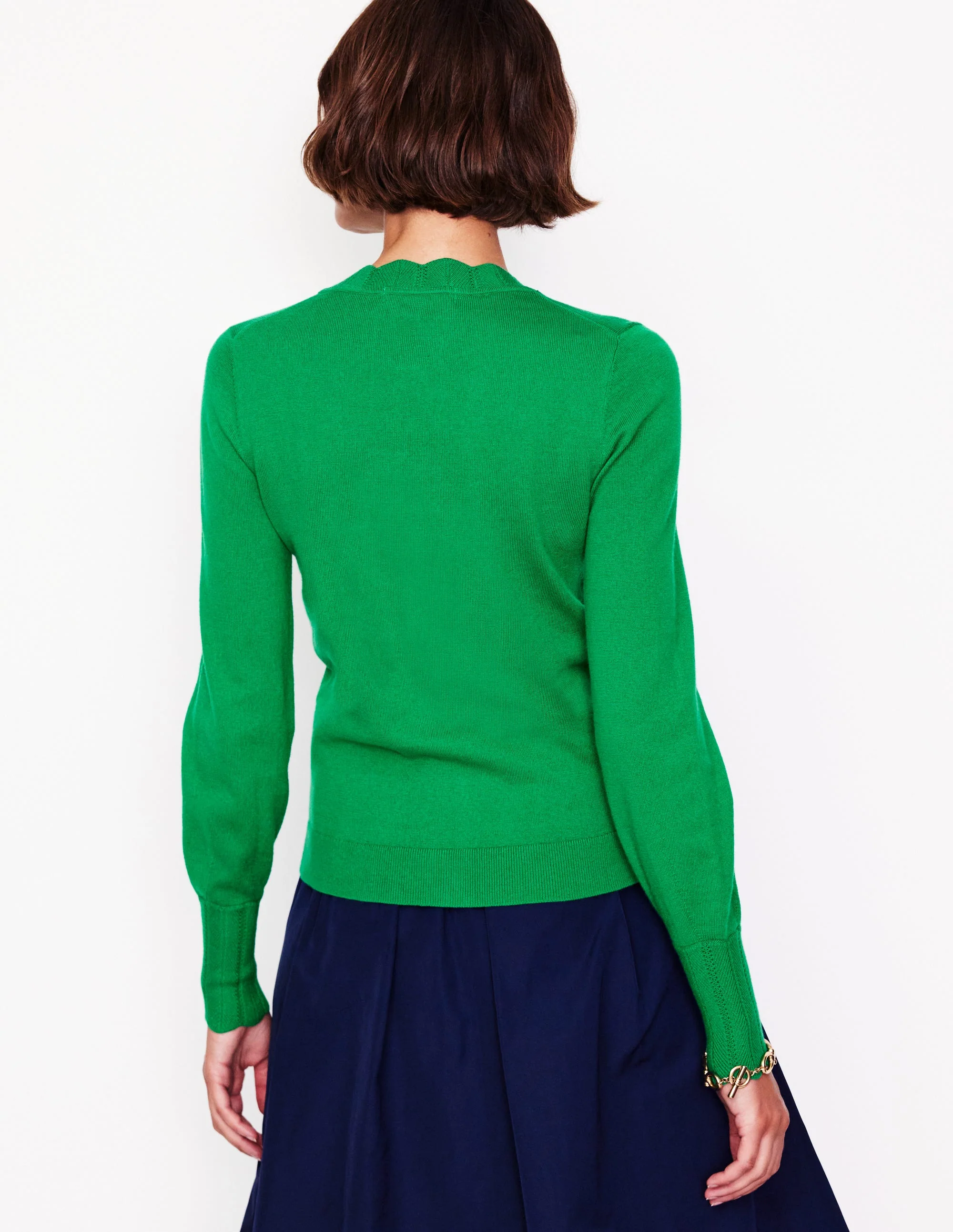 Imi Scalloped Cardigan-Rich Emerald Green - Image 3