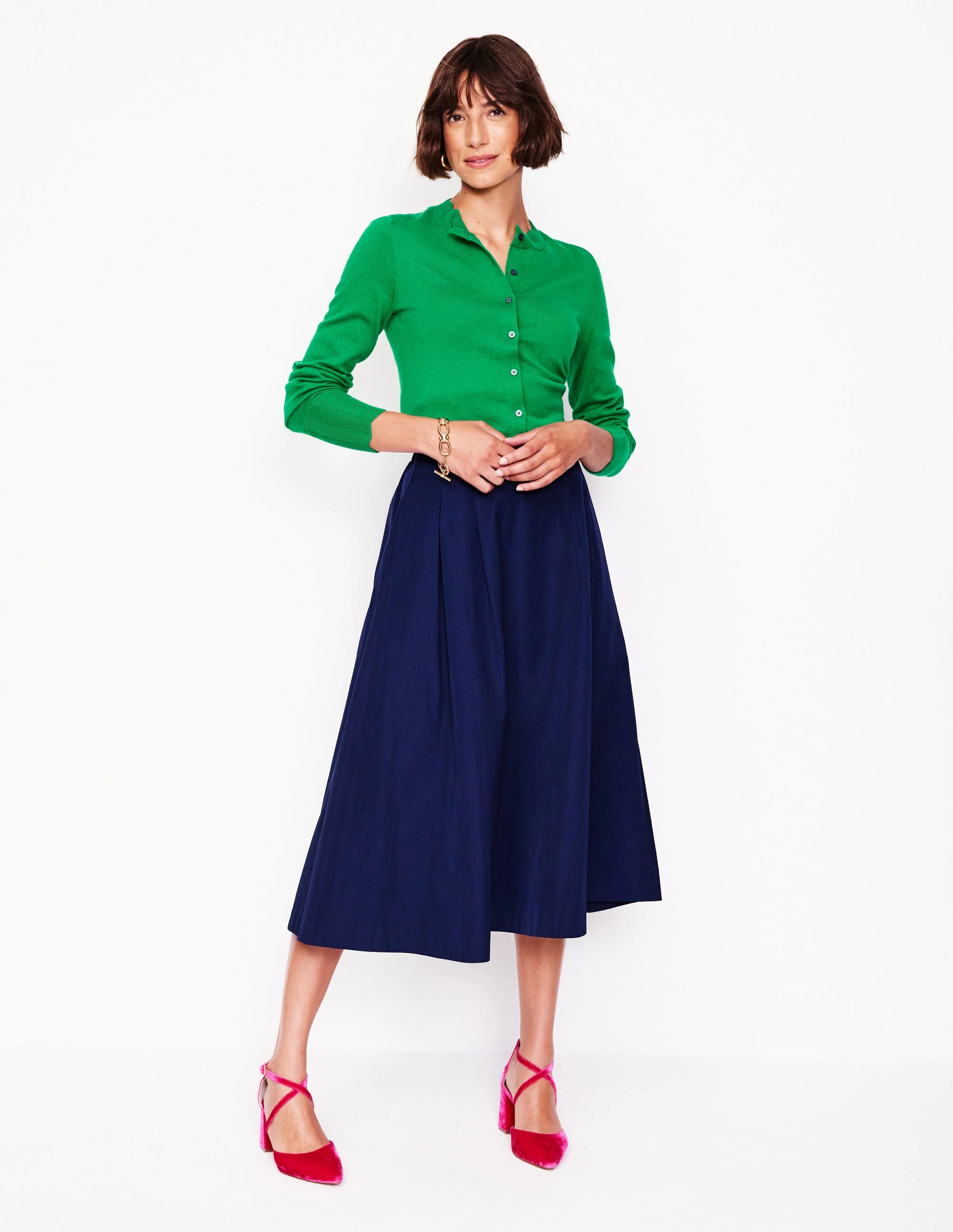 Imi Scalloped Cardigan-Rich Emerald Green - Image 4