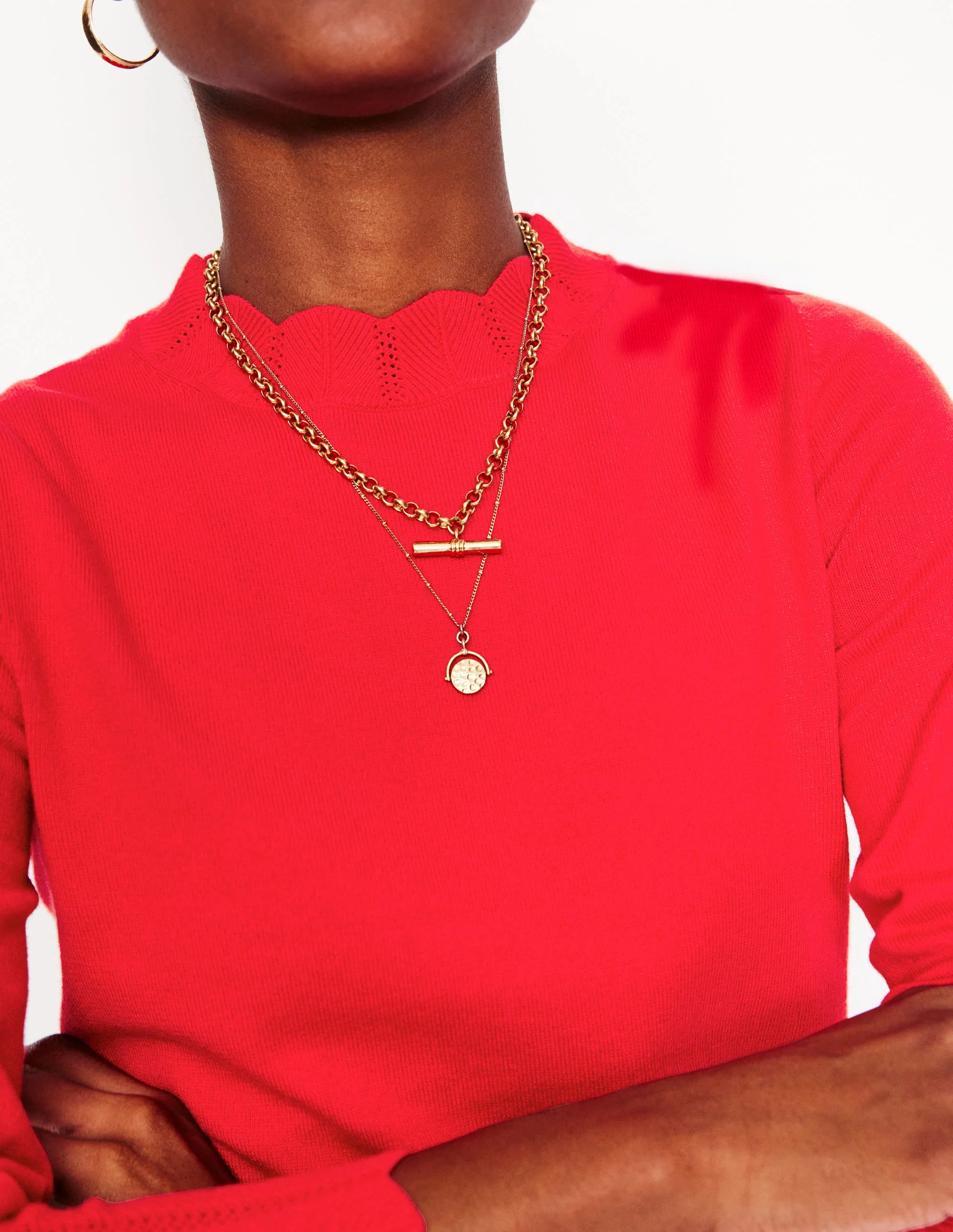 Imi Scalloped Sweater-Strawberry Tart  Red - Image 2