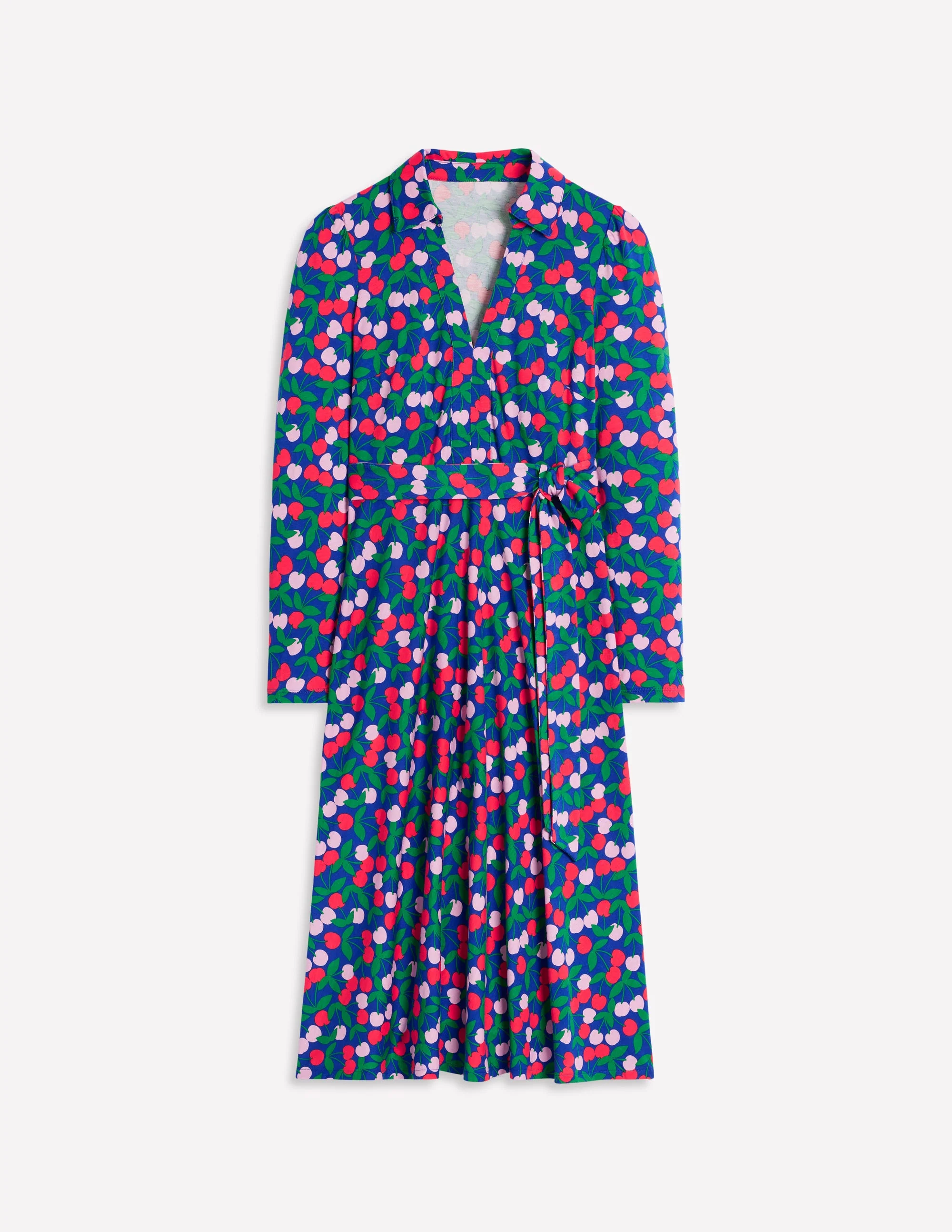 Imogen Collared Jersey Dress-Bright Blue, Cherry Cascade - Image 5