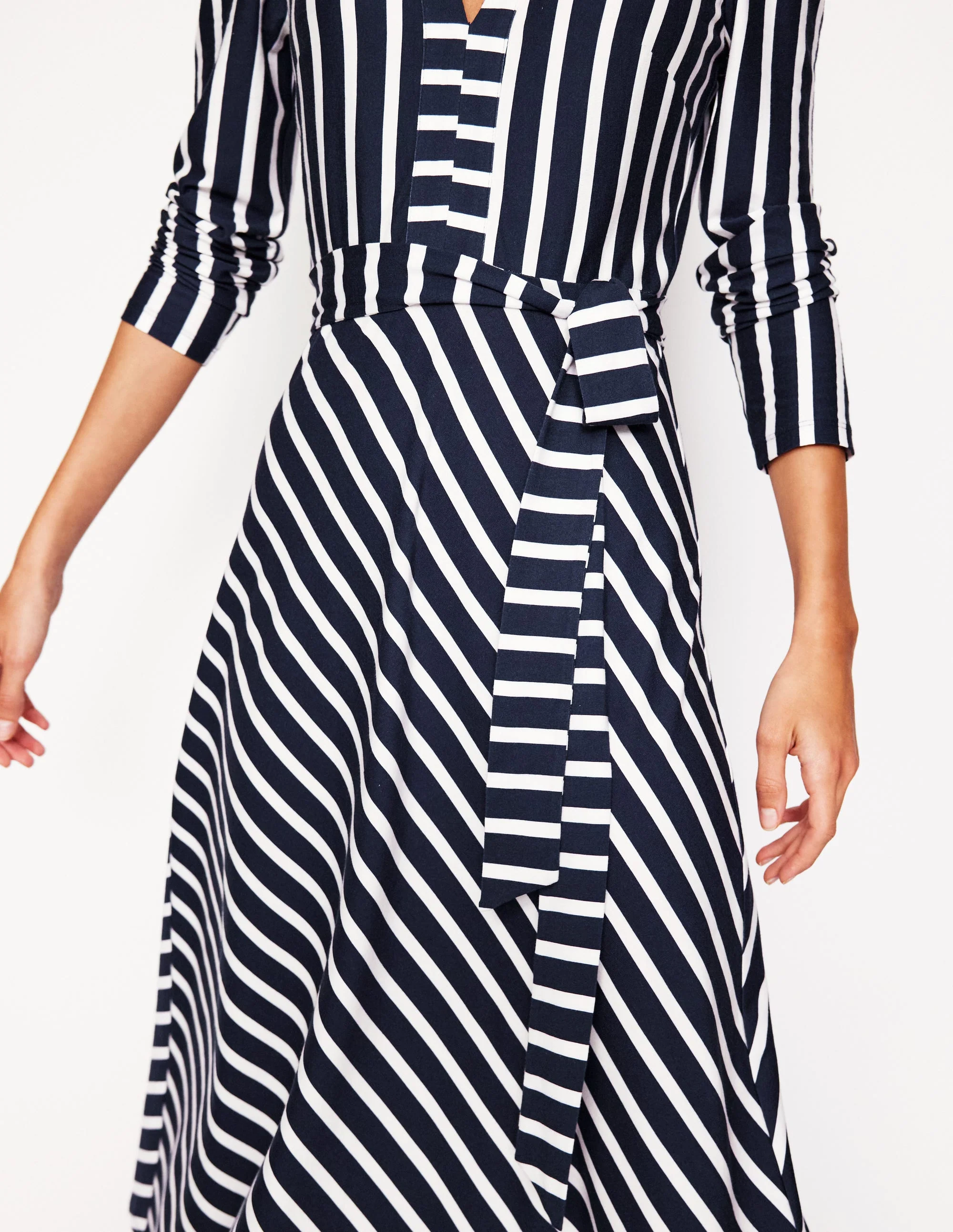 Imogen Collared Jersey Dress-French Navy and Ivory Stripe - Image 2
