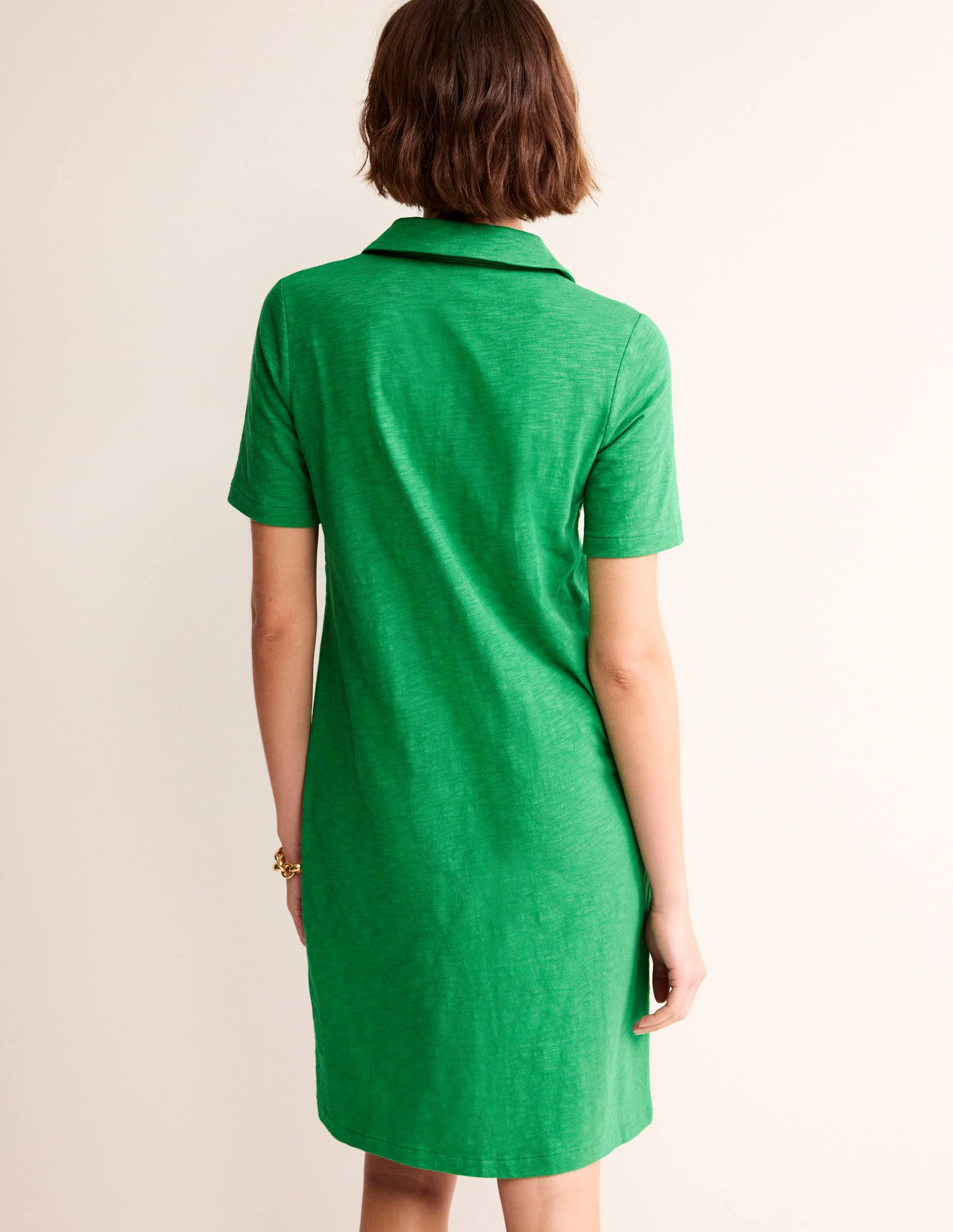 Ingrid Polo Cotton Dress-Green Tambourine - Image 3