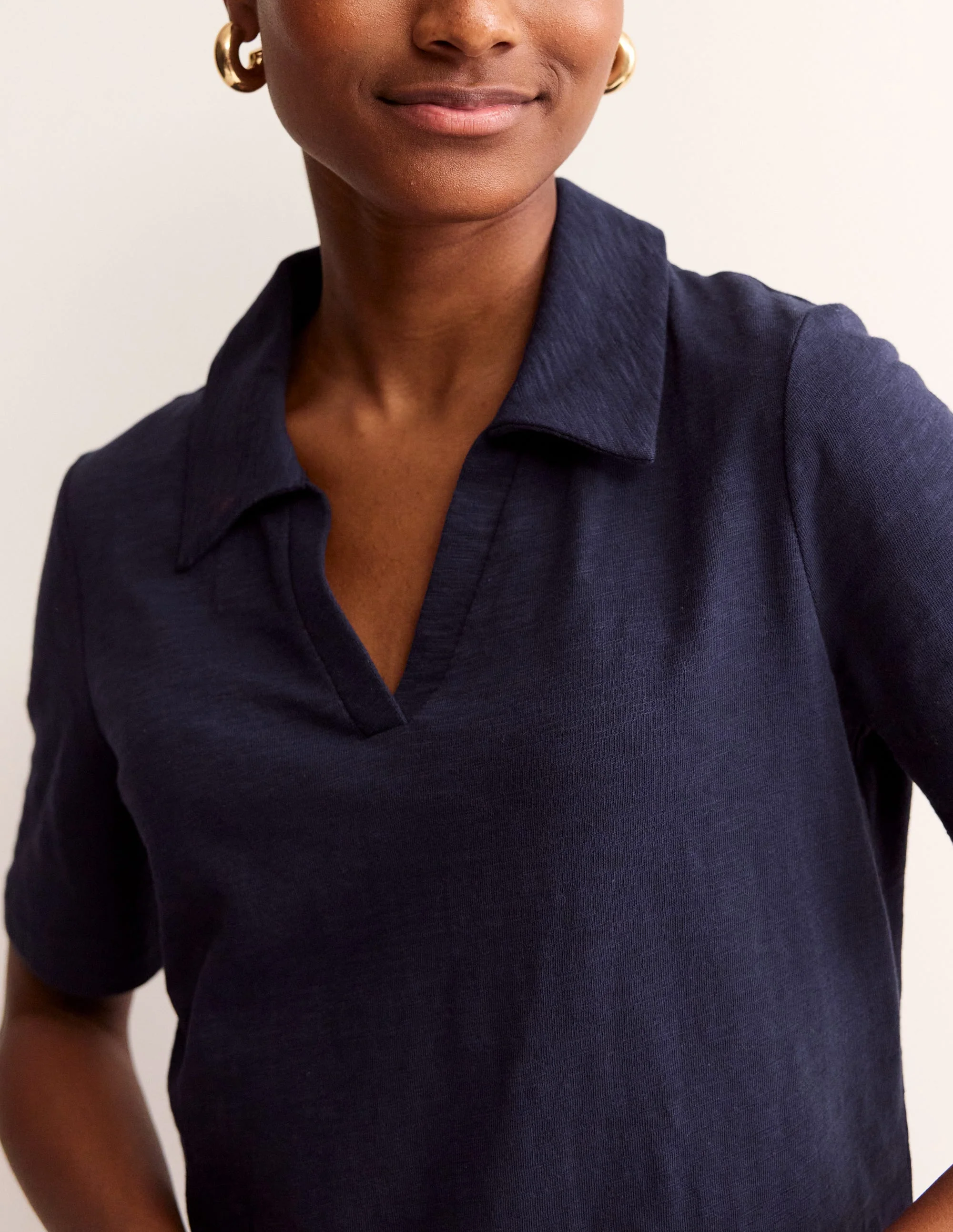 Ingrid Polo Cotton Dress-Navy - Image 2