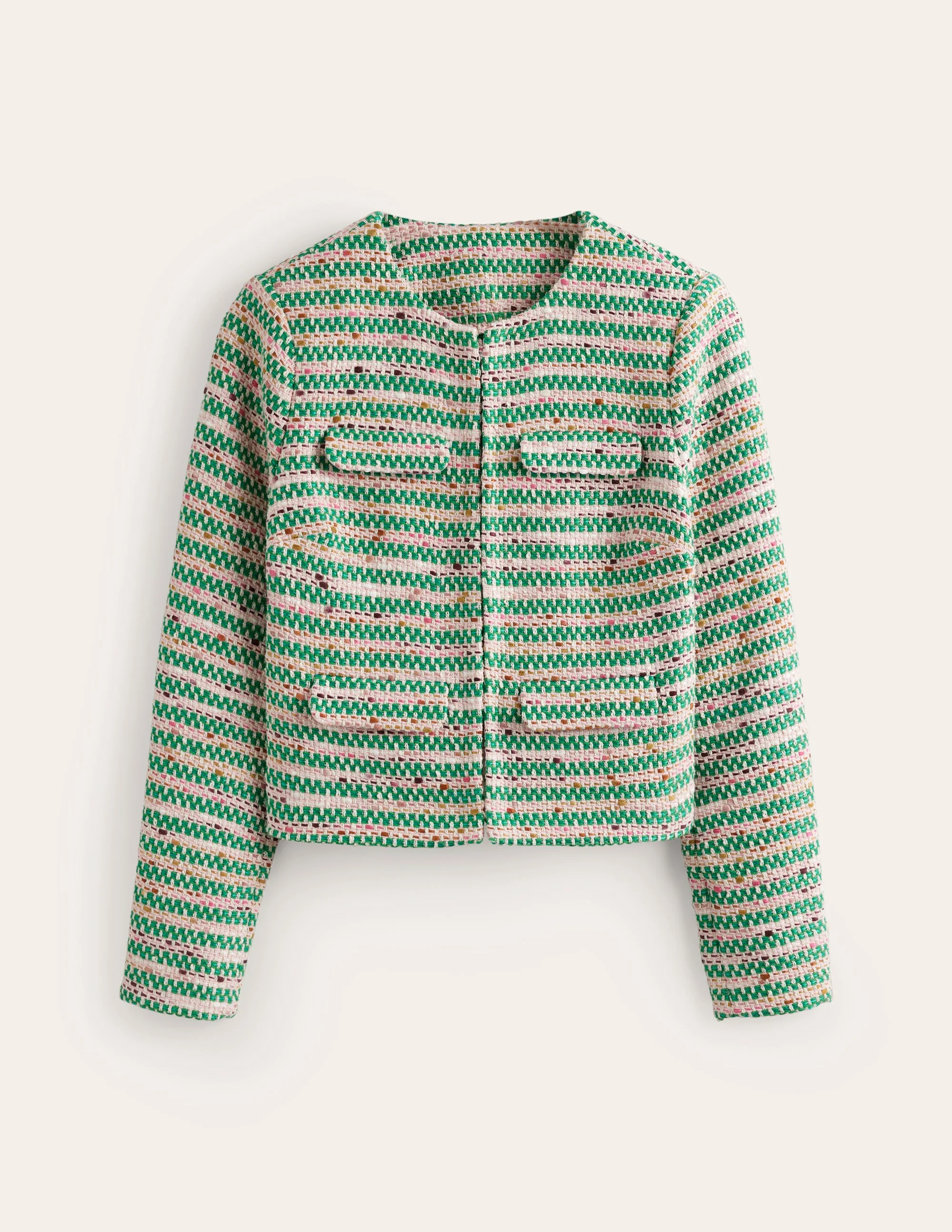 Interest Cropped Jacket-Textured Pink / Green - Image 5