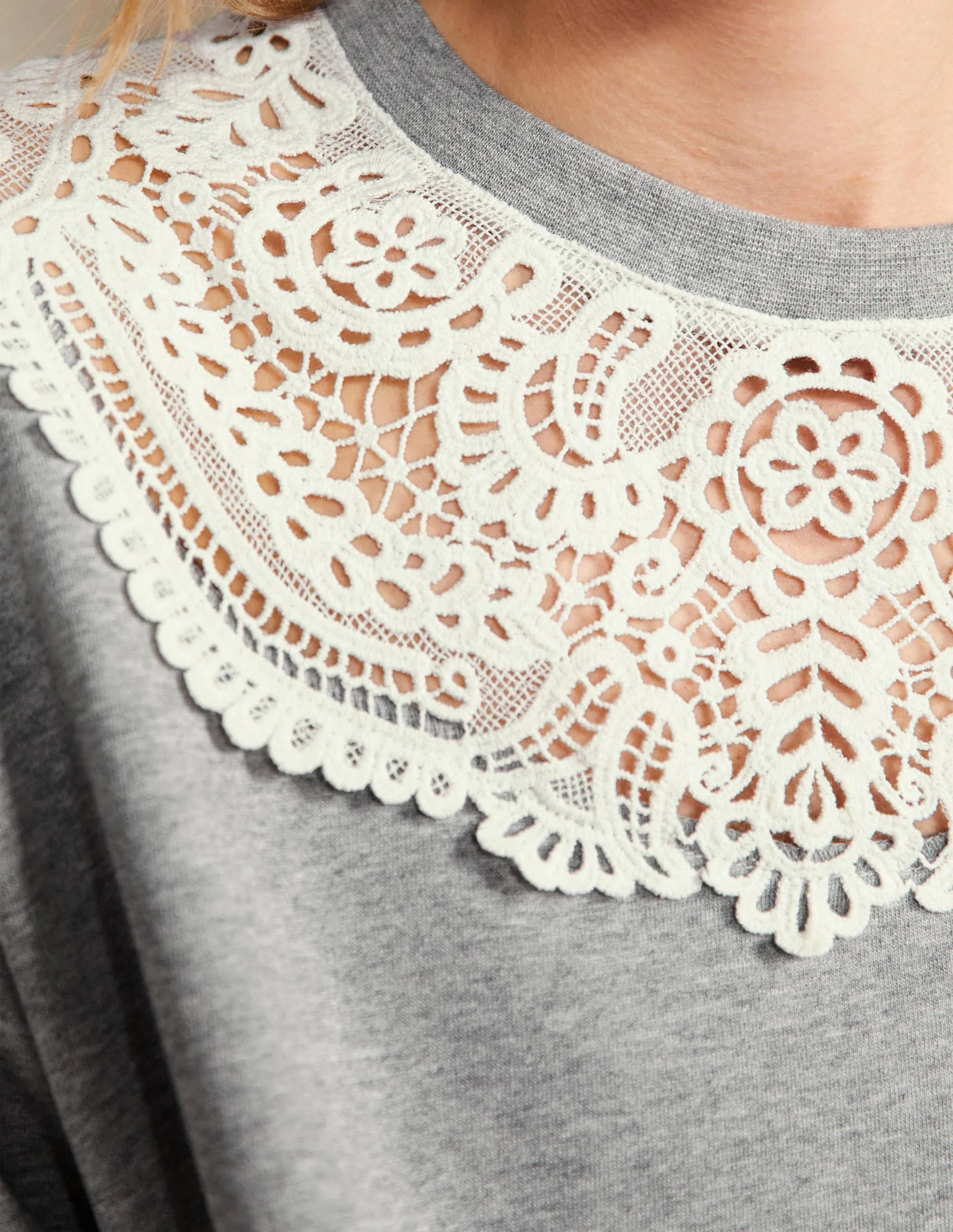 Interest Sweatshirt-Grey Marl / Ivory - Image 2