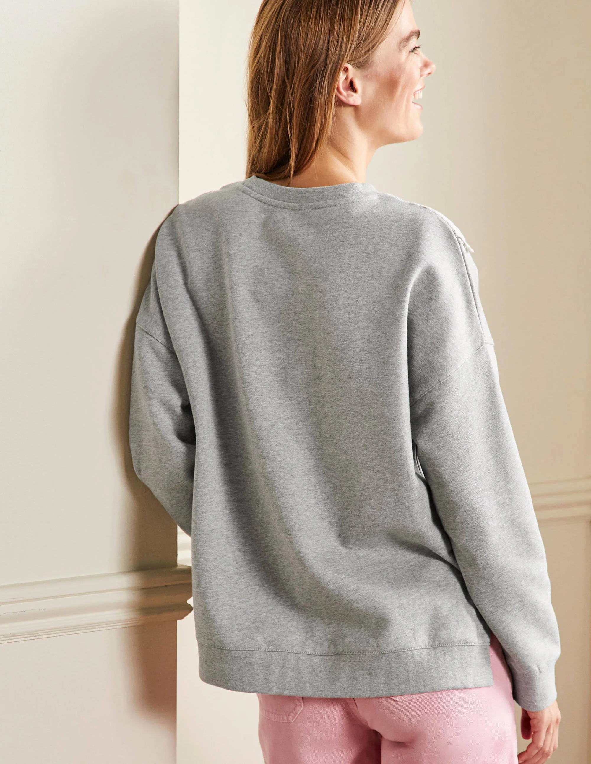 Interest Sweatshirt-Grey Marl / Ivory - Image 3