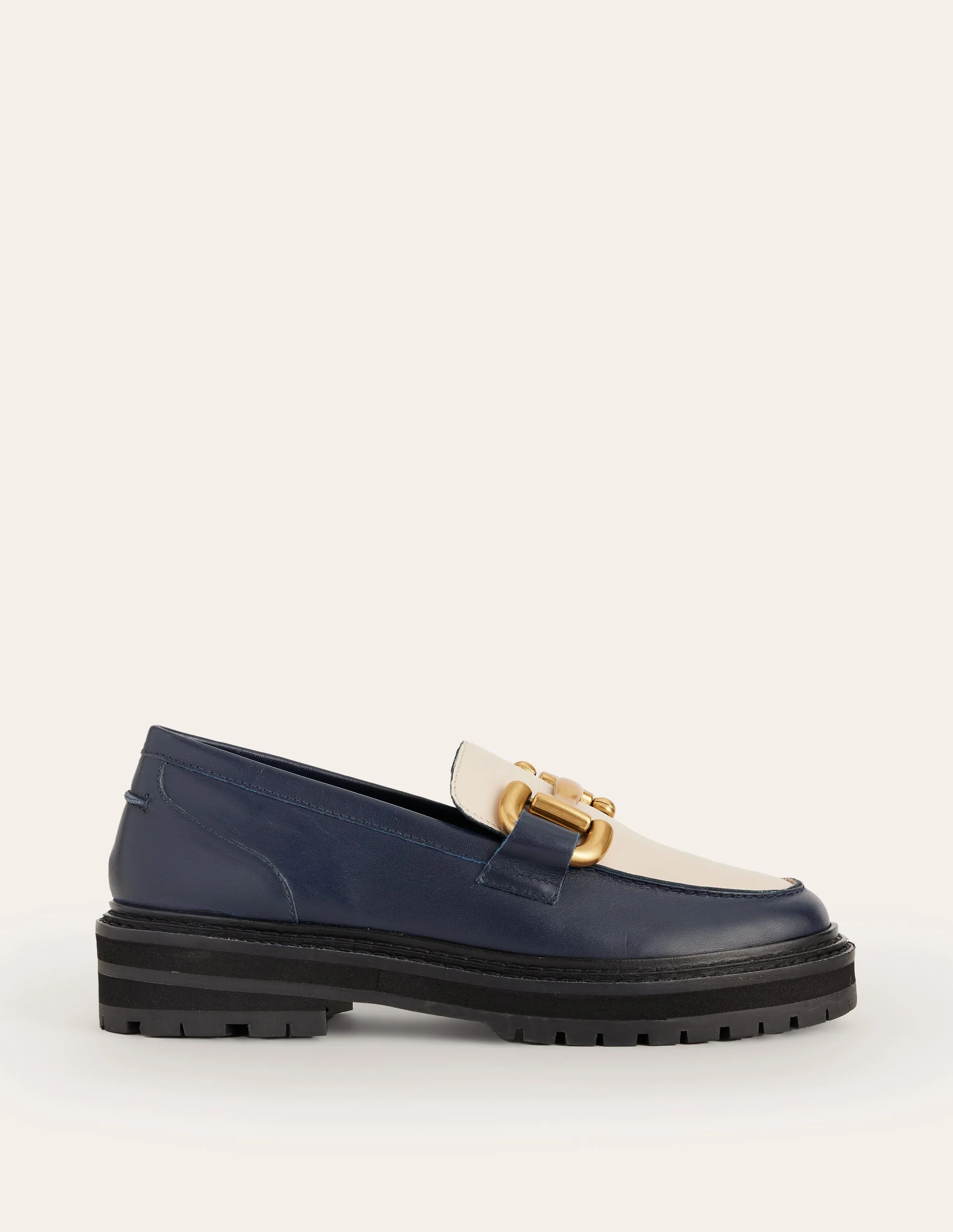 Iris Chunky Snaffle Loafers-Navy / Ecru - Image 2