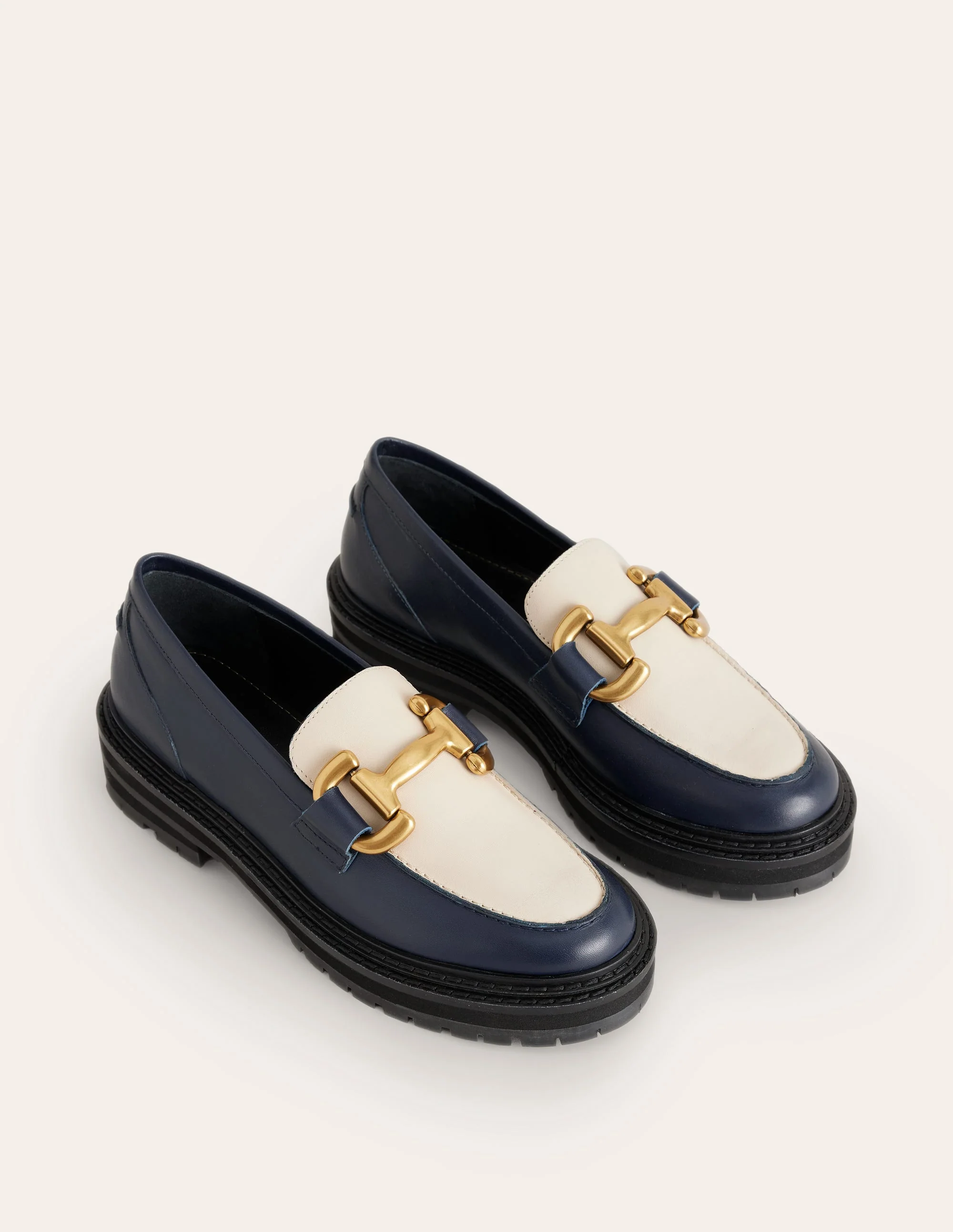 Iris Chunky Snaffle Loafers-Navy / Ecru - Image 3