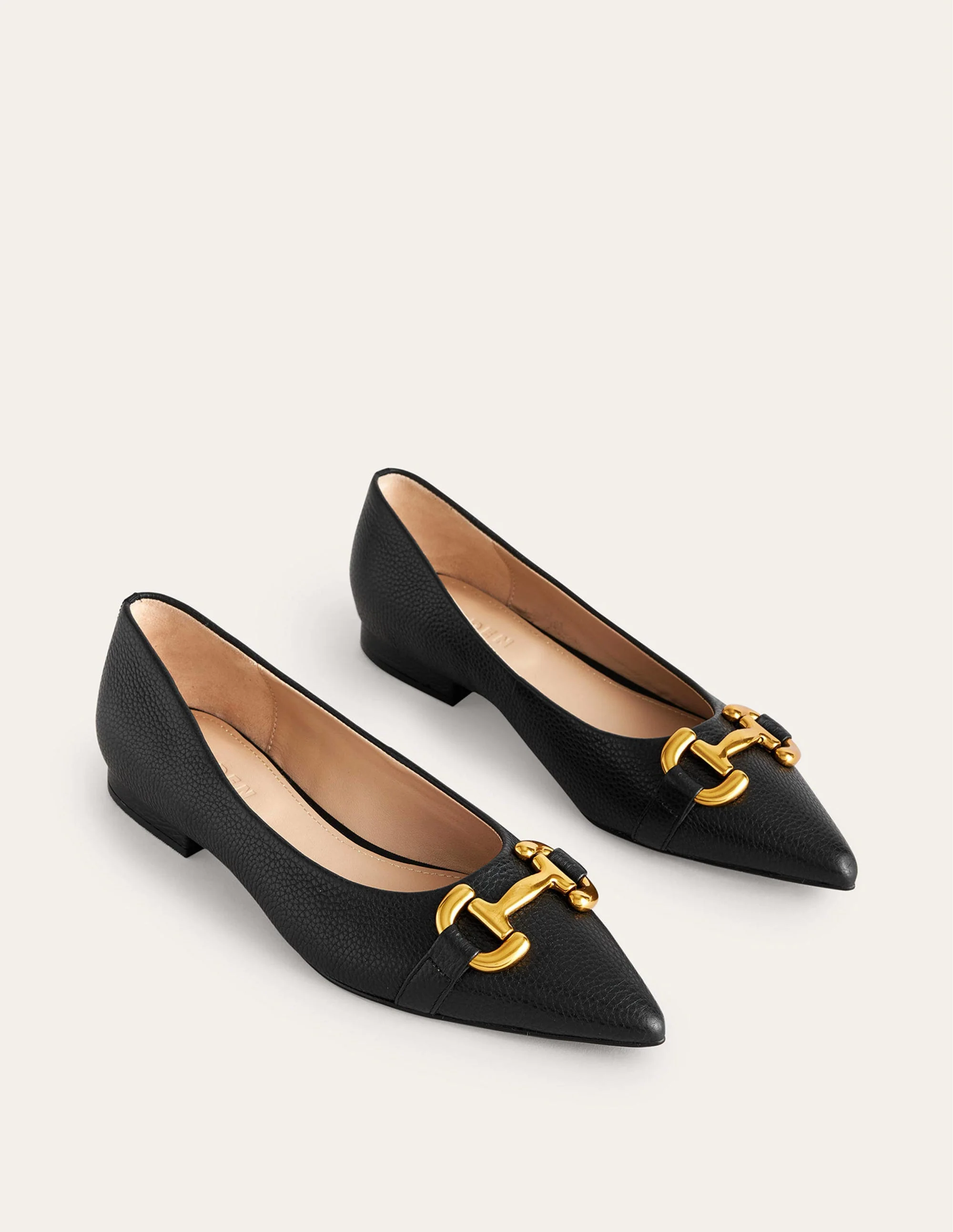Iris Snaffle Ballet Flats-Black Tumbled Leather - Image 3
