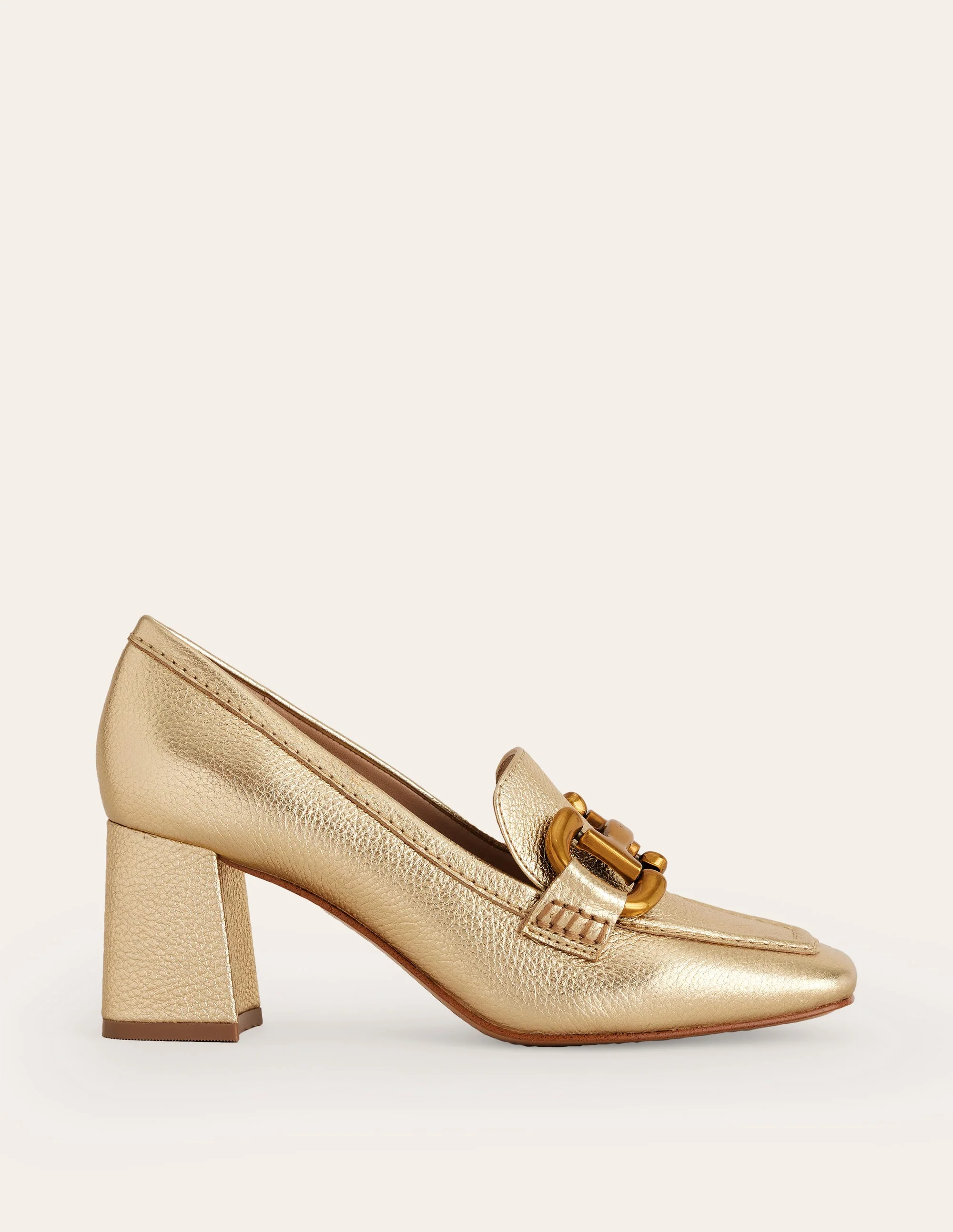 Iris Snaffle Heeled Loafers-Gold - Image 2