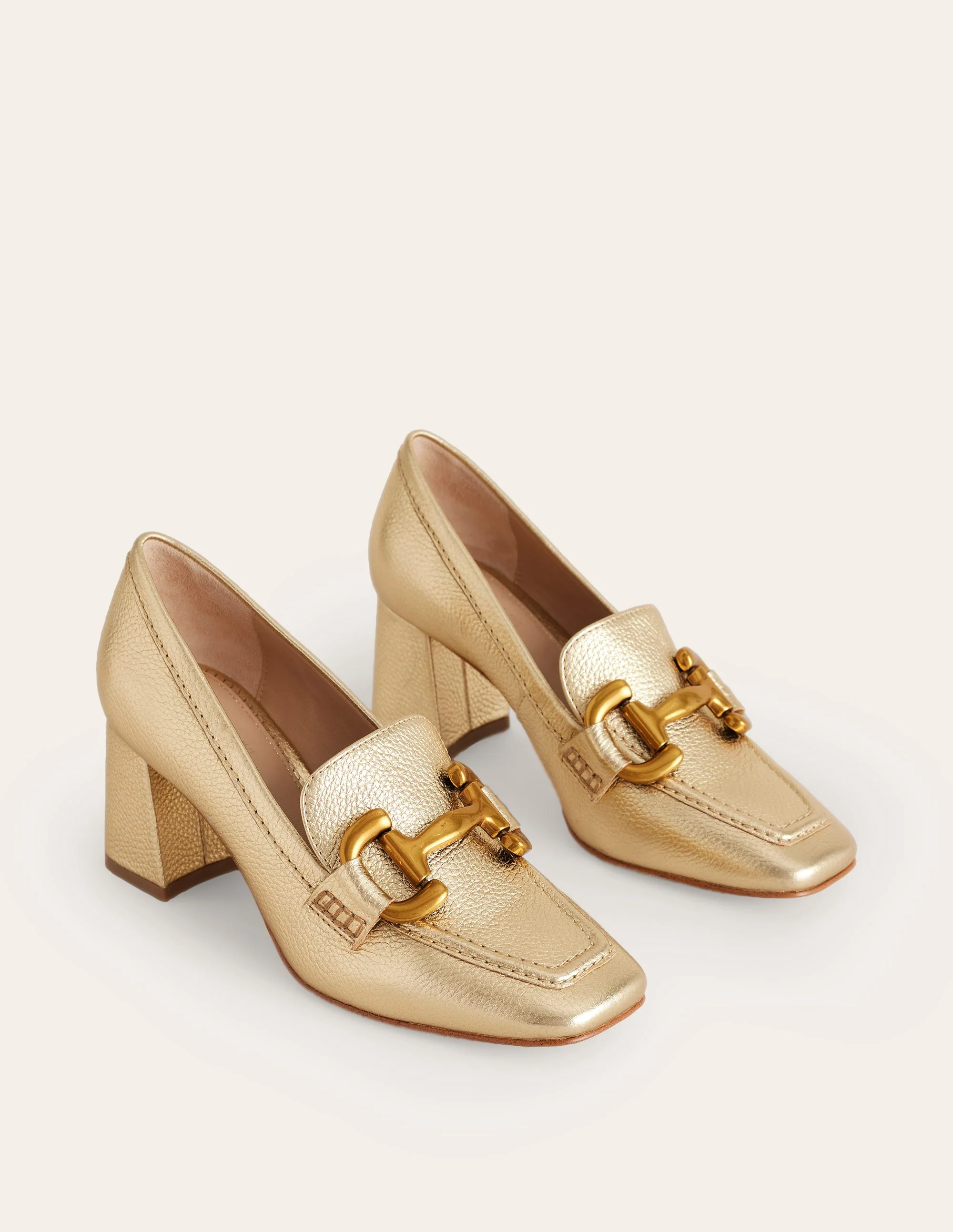 Iris Snaffle Heeled Loafers-Gold - Image 3