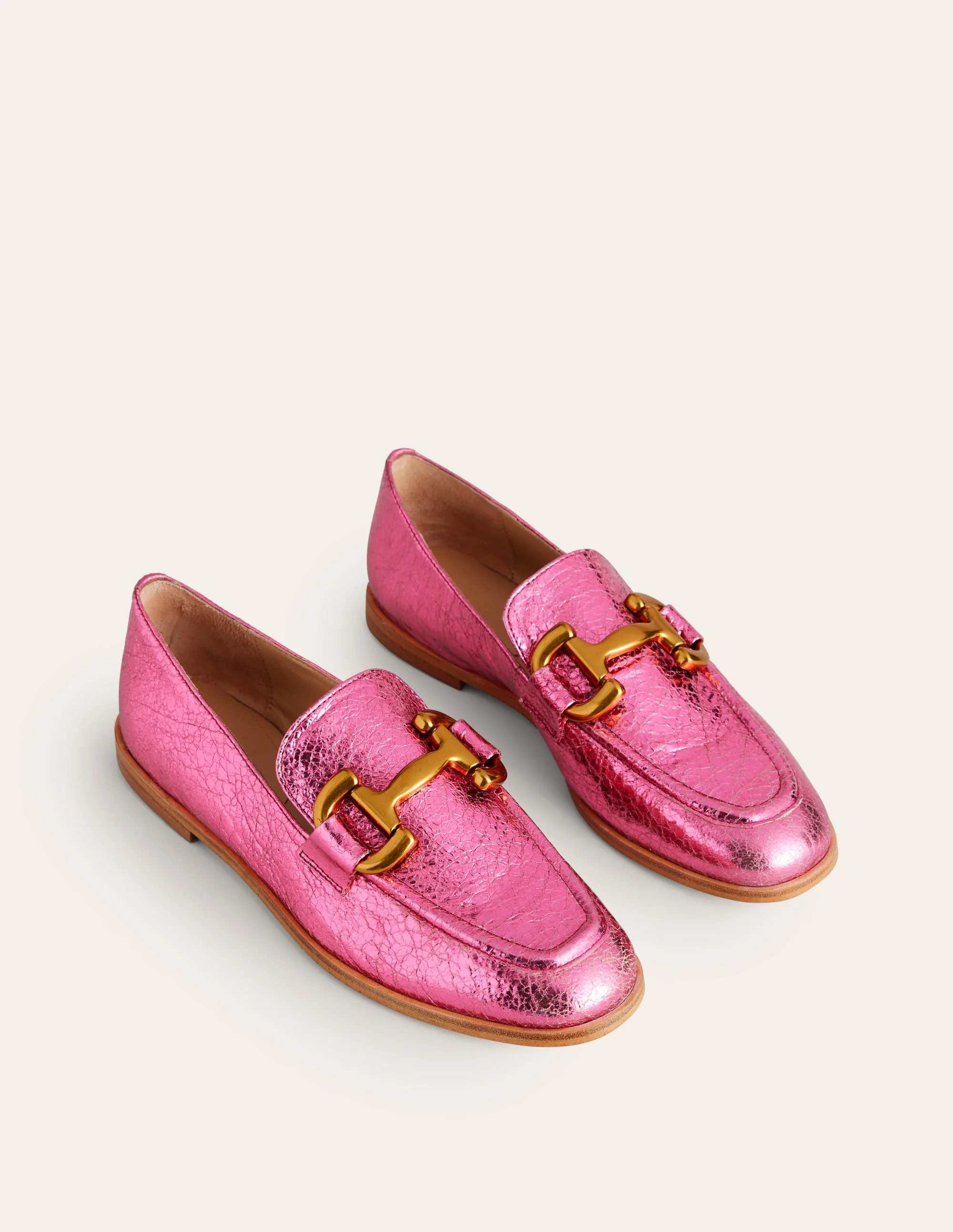 Iris Snaffle Loafers-Bright Pink Metallic leather - Image 3