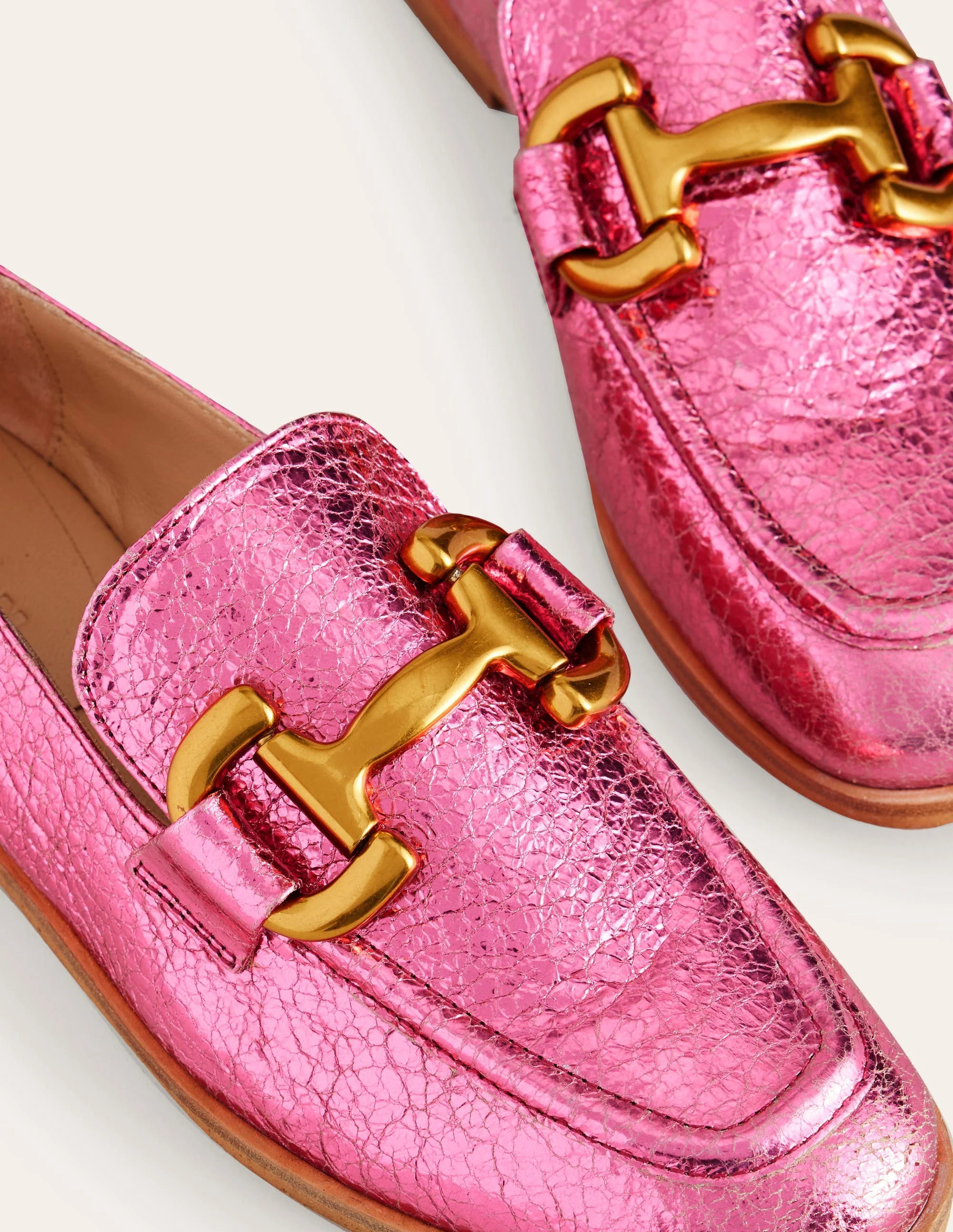 Iris Snaffle Loafers-Bright Pink Metallic leather - Image 4