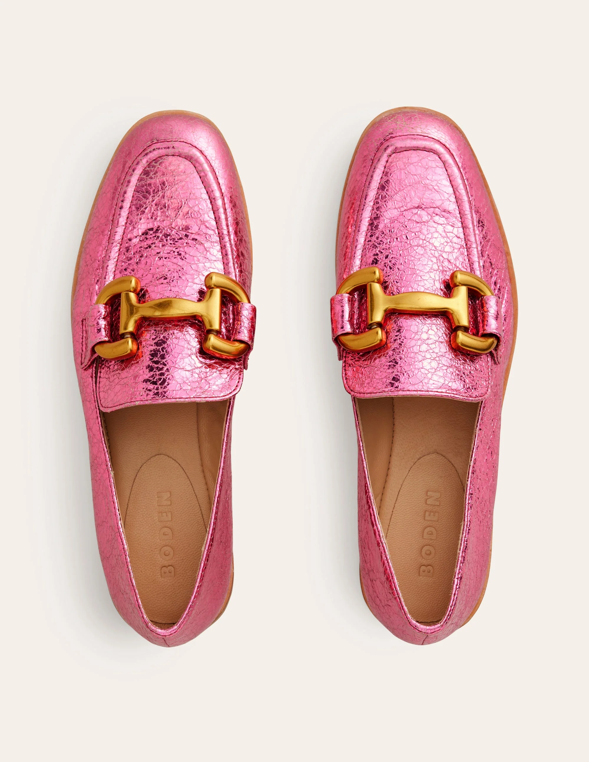 Iris Snaffle Loafers-Bright Pink Metallic leather - Image 5