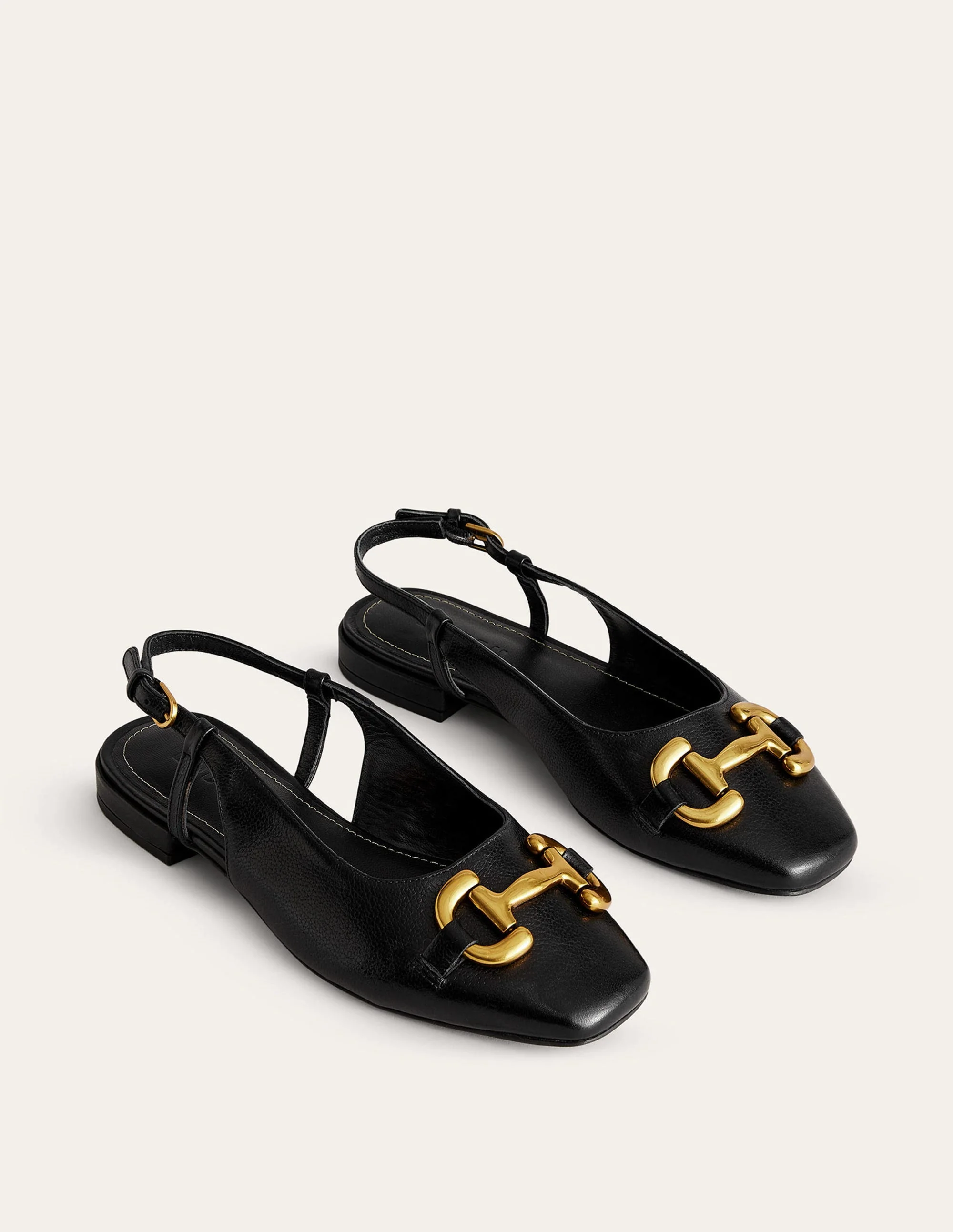 Iris Snaffle Slingback Flats-Black Leather - Image 3
