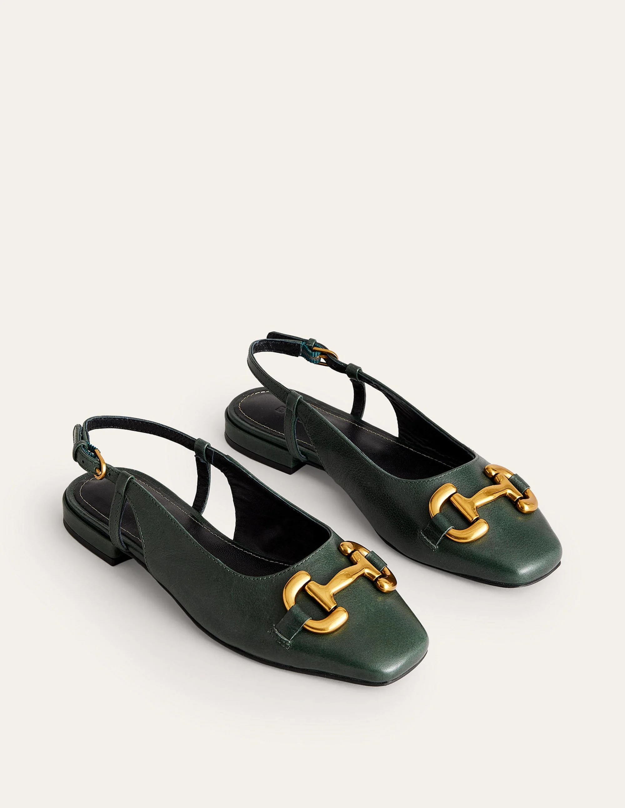 Iris Snaffle Slingback Flats-Winter Green Leather - Image 4