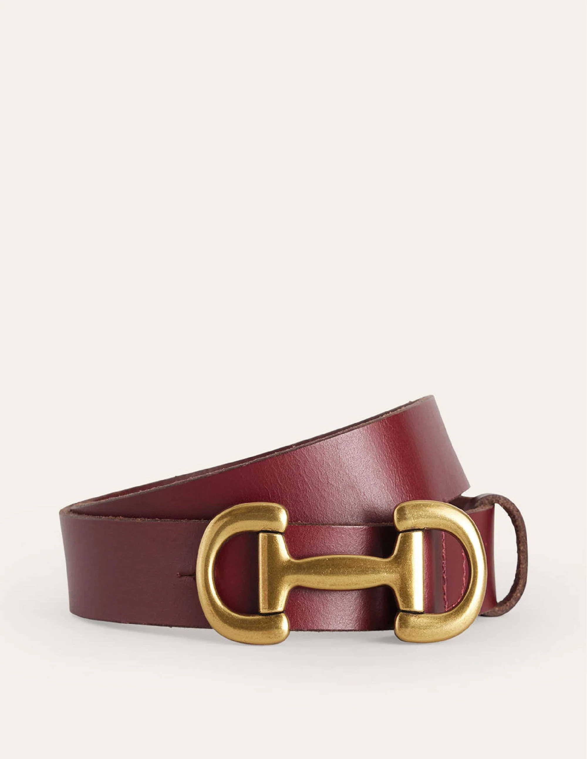 Iris Snaffle-Trim Leather Belt-Dark Red - Image 2