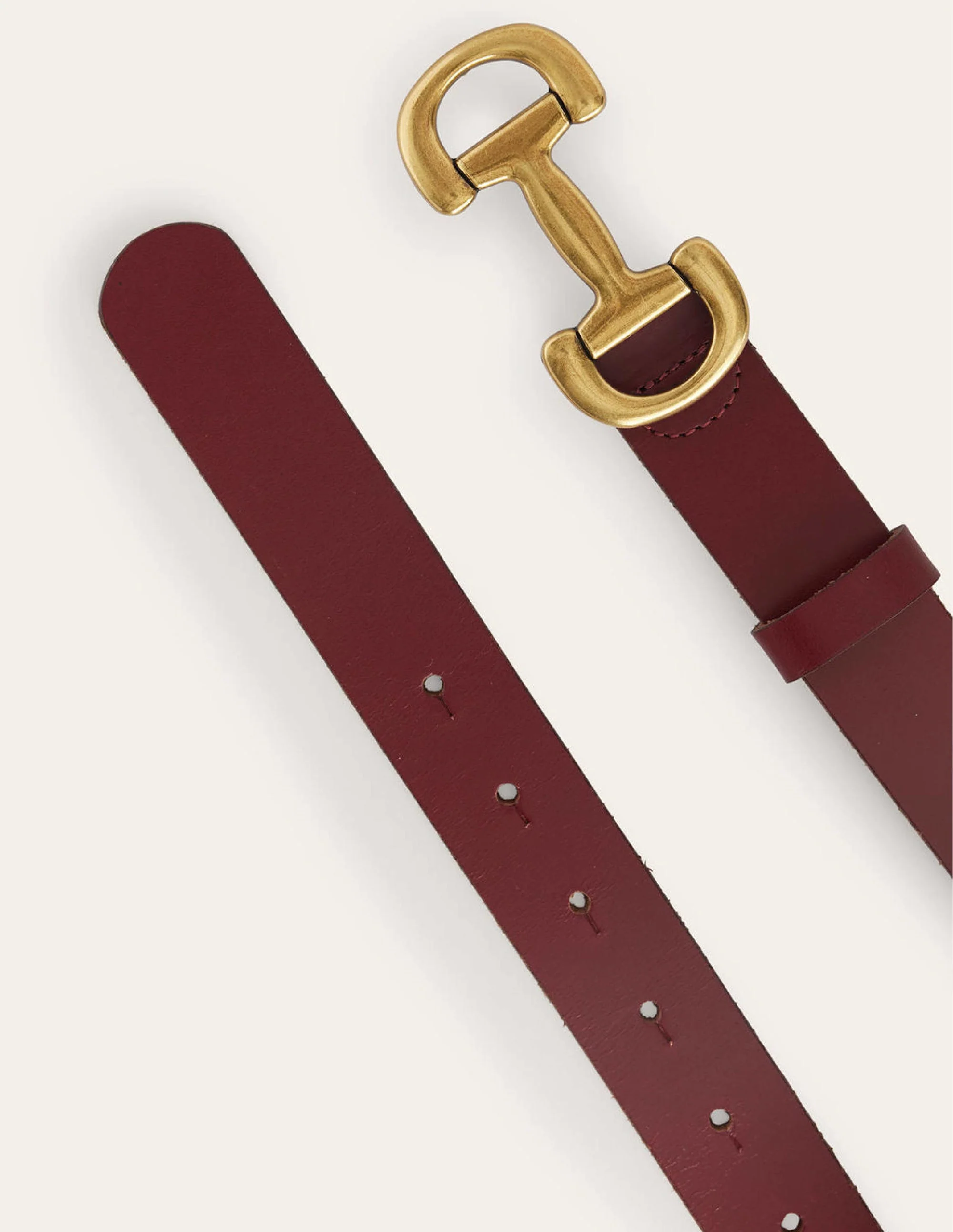 Iris Snaffle-Trim Leather Belt-Dark Red - Image 3