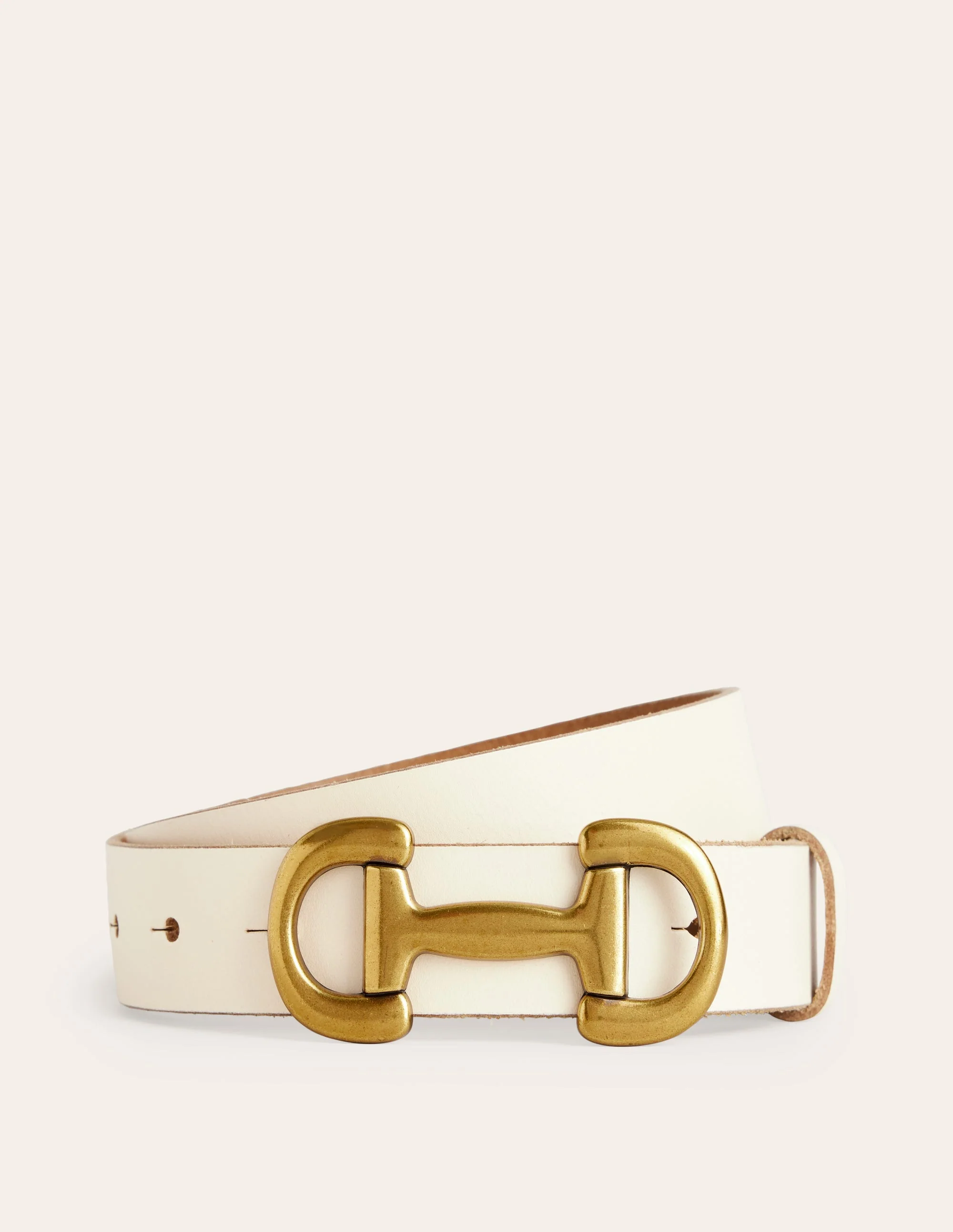 Iris Snaffle-Trim Leather Belt-Ecru - Image 2