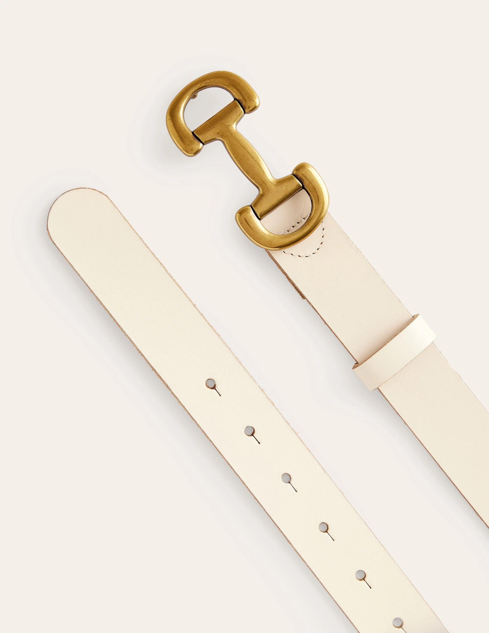 Iris Snaffle-Trim Leather Belt-Ecru - Image 3