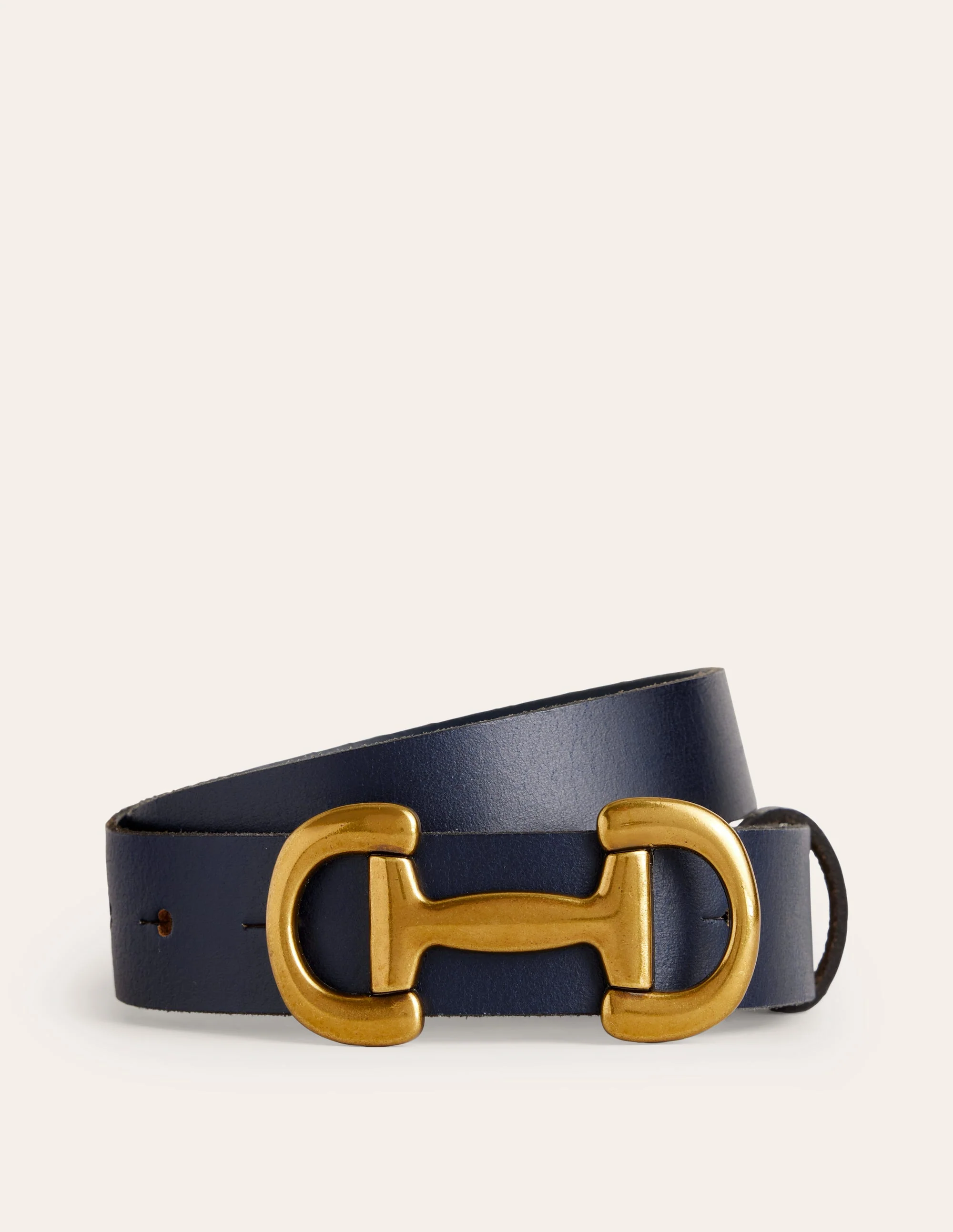Iris Snaffle-Trim Leather Belt-Navy - Image 2