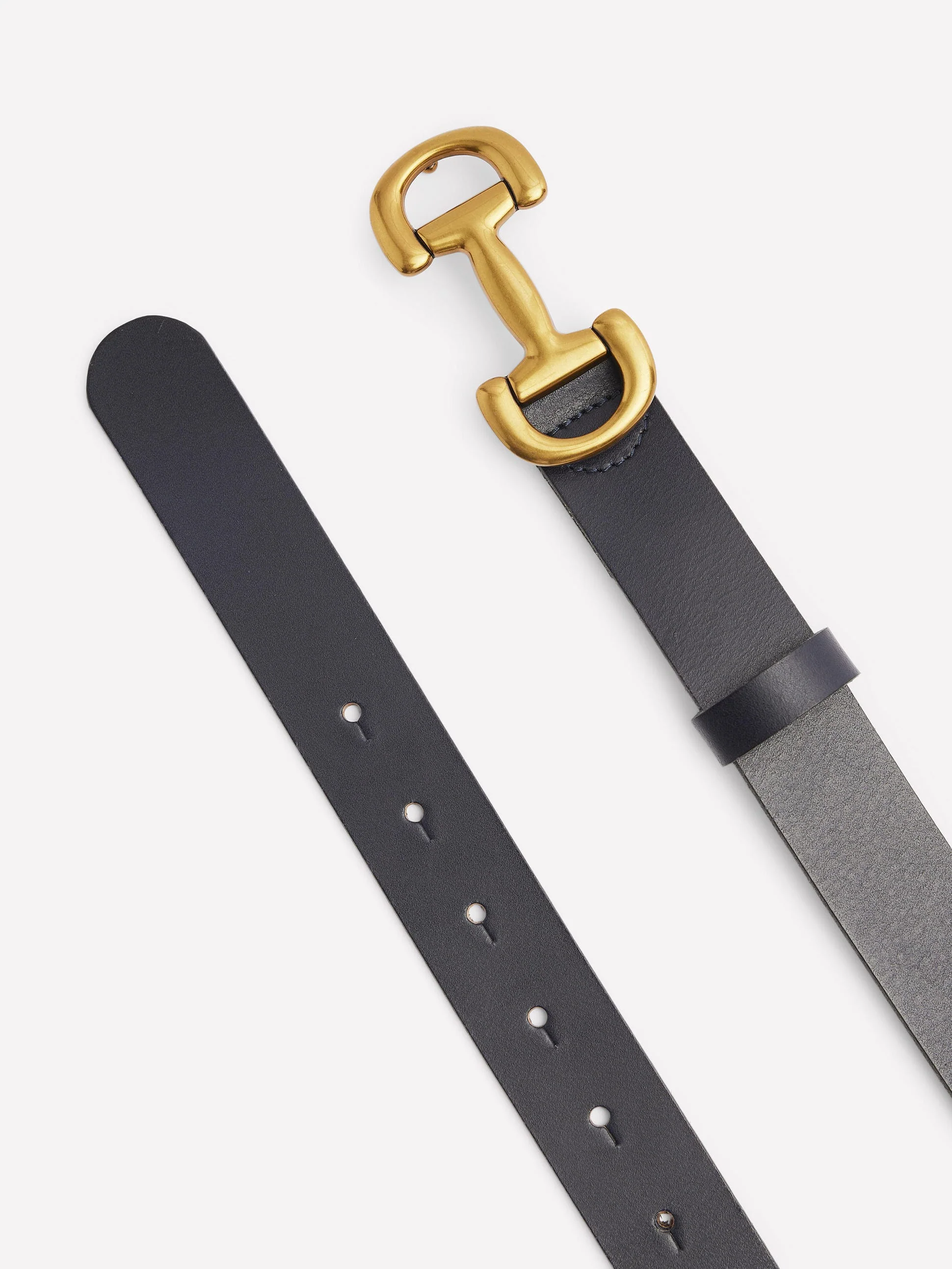 Iris Snaffle-Trim Leather Belt-Navy - Image 3