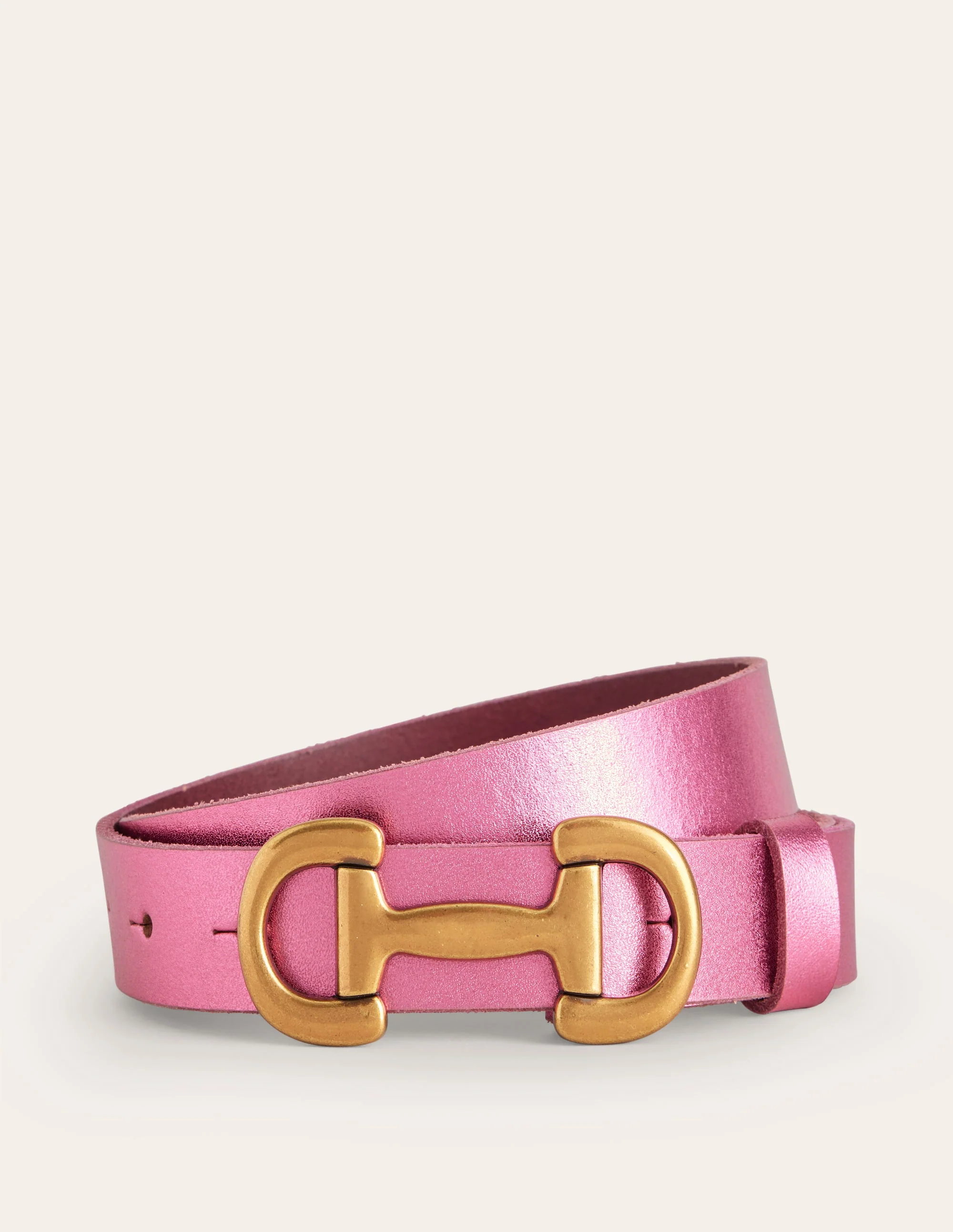 Iris Snaffle-Trim Leather Belt-Pink Peacock Metallic - Image 2