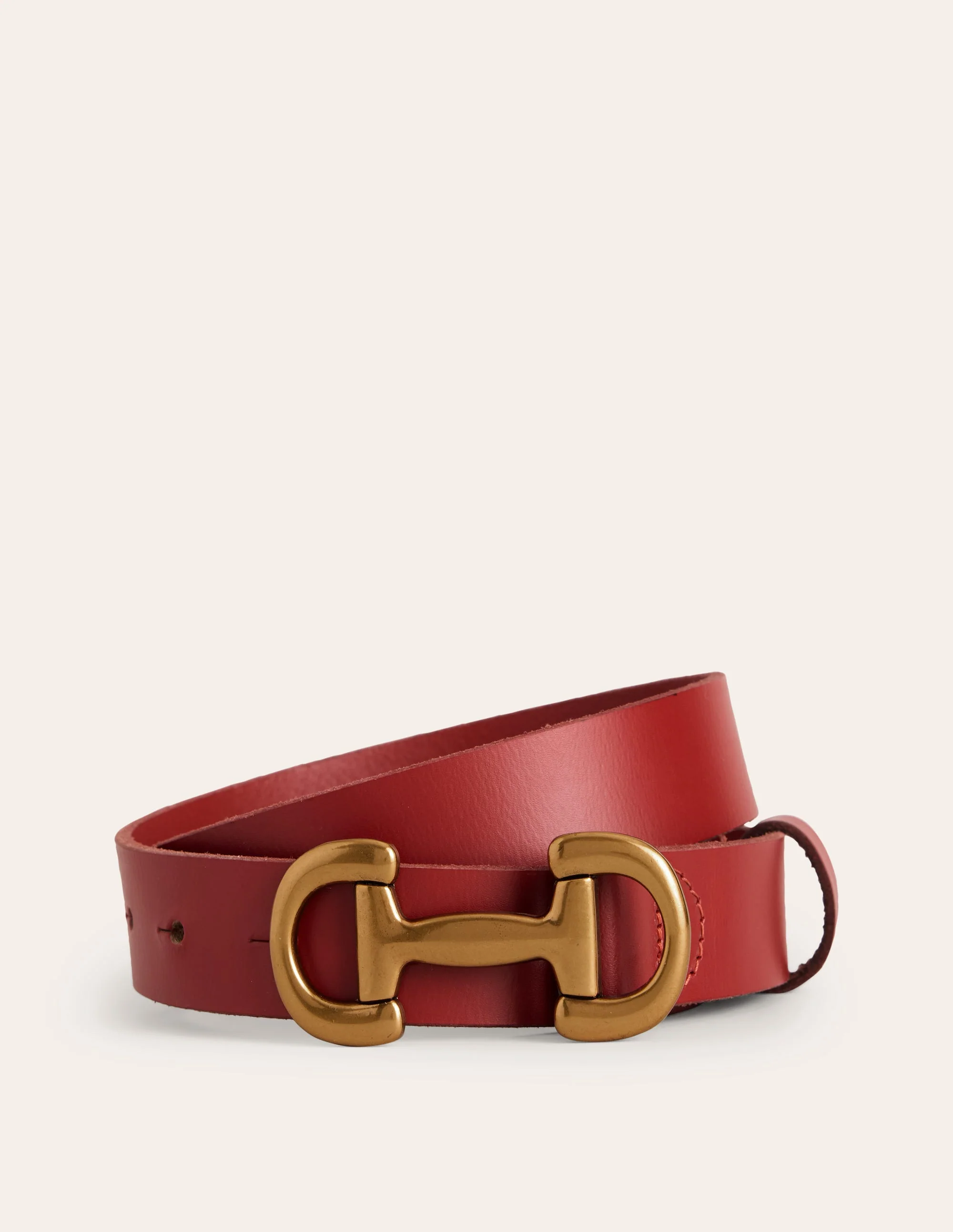 Iris Snaffle-Trim Leather Belt-Red - Image 2
