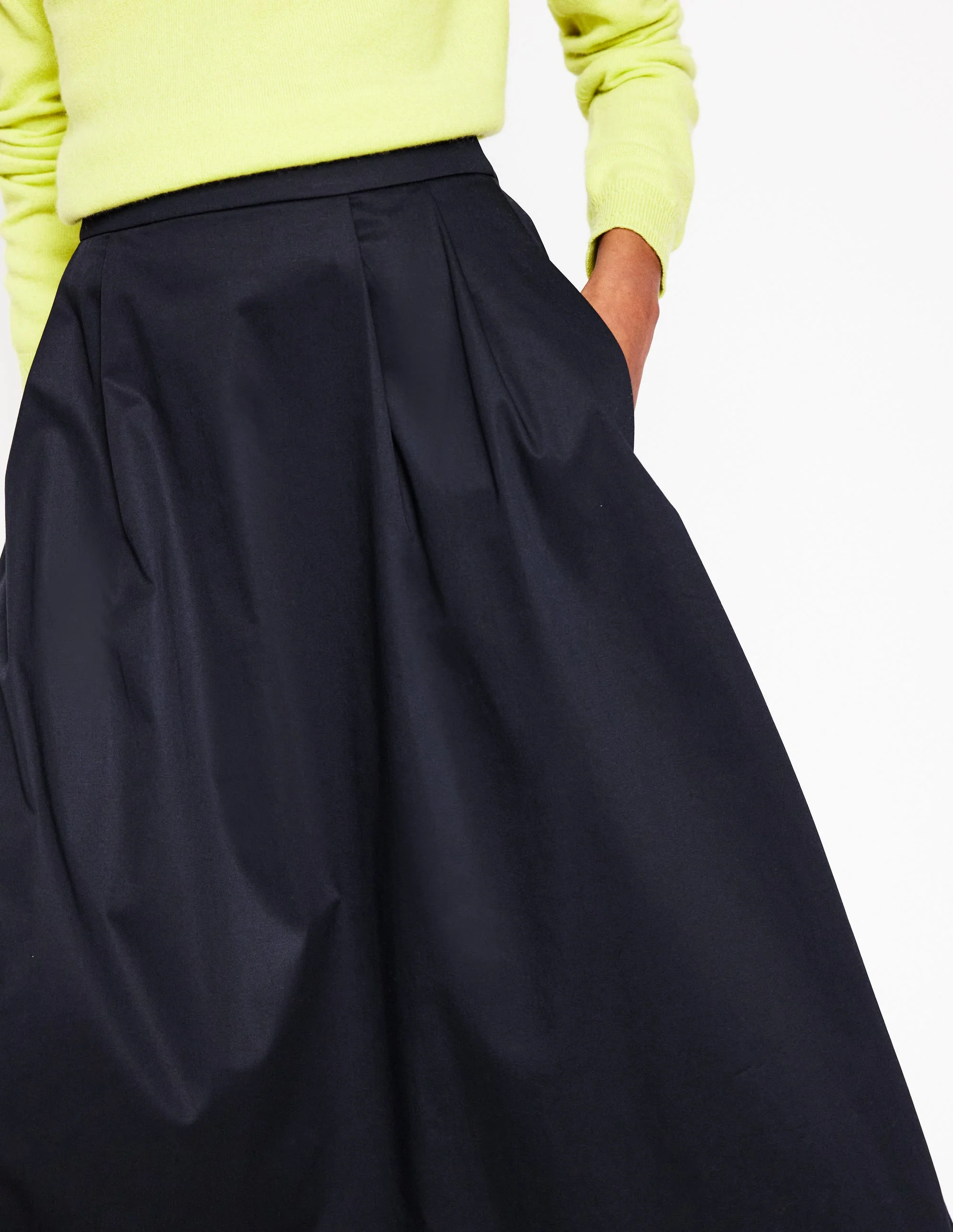 Isabella Cotton Sateen Skirt-Black - Image 4