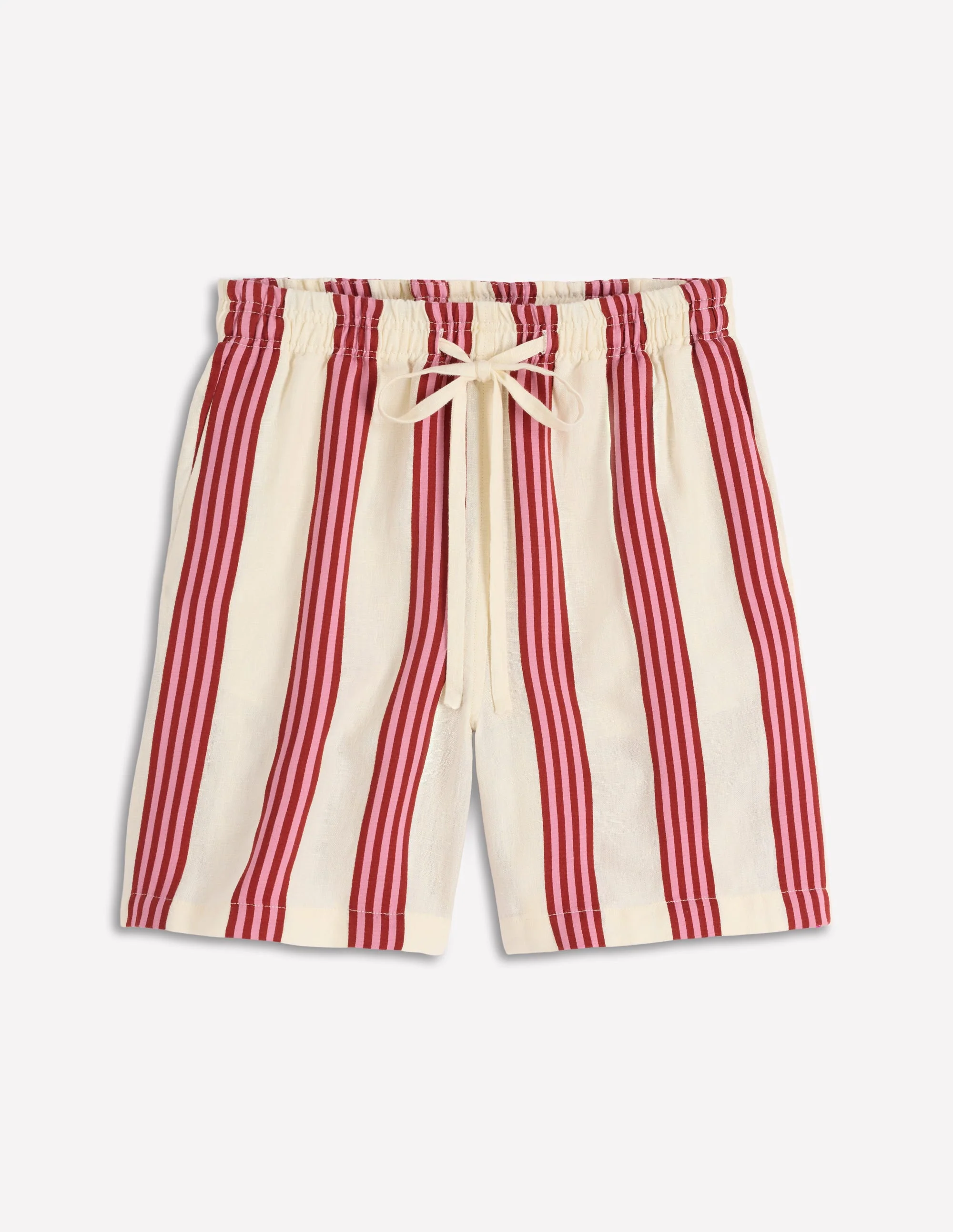 Islington Linen Shorts-Ivory, Brown, Pink Stripe - Image 5