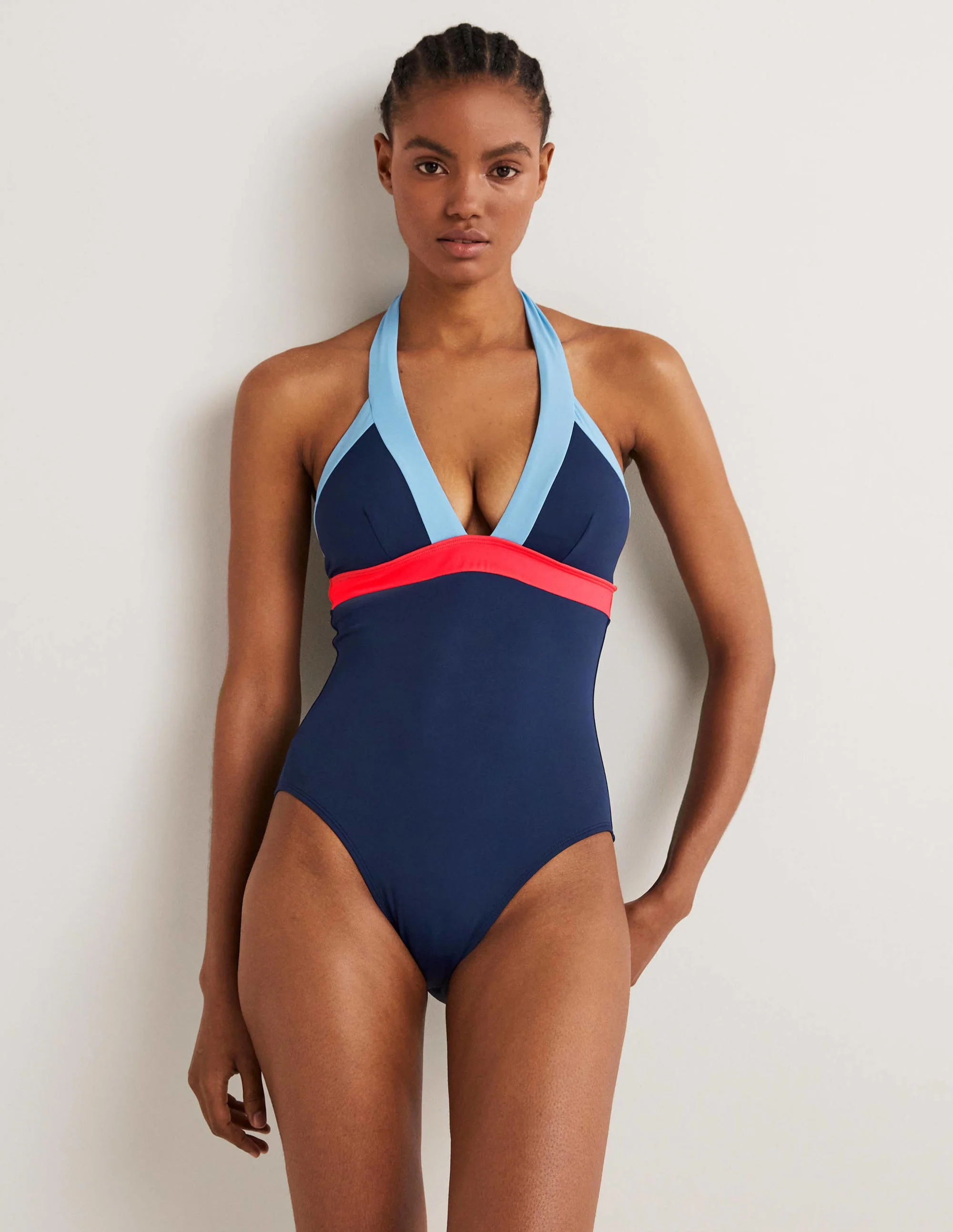 Ithaca Halter Swimsuit-Navy Colourblock - Image 4
