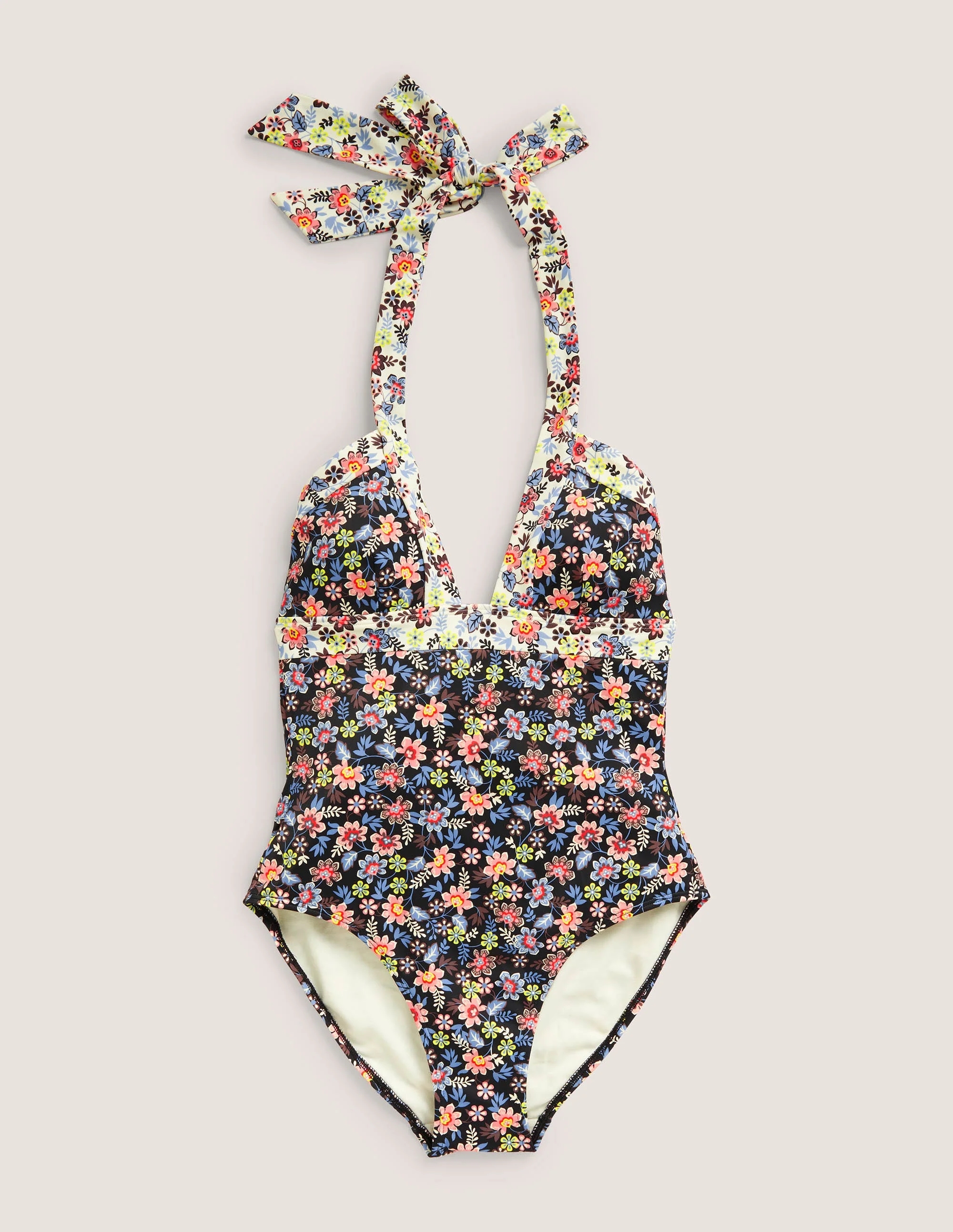 Ithaca Halter Swimsuit-Nero, Opulent Leaf - Image 5
