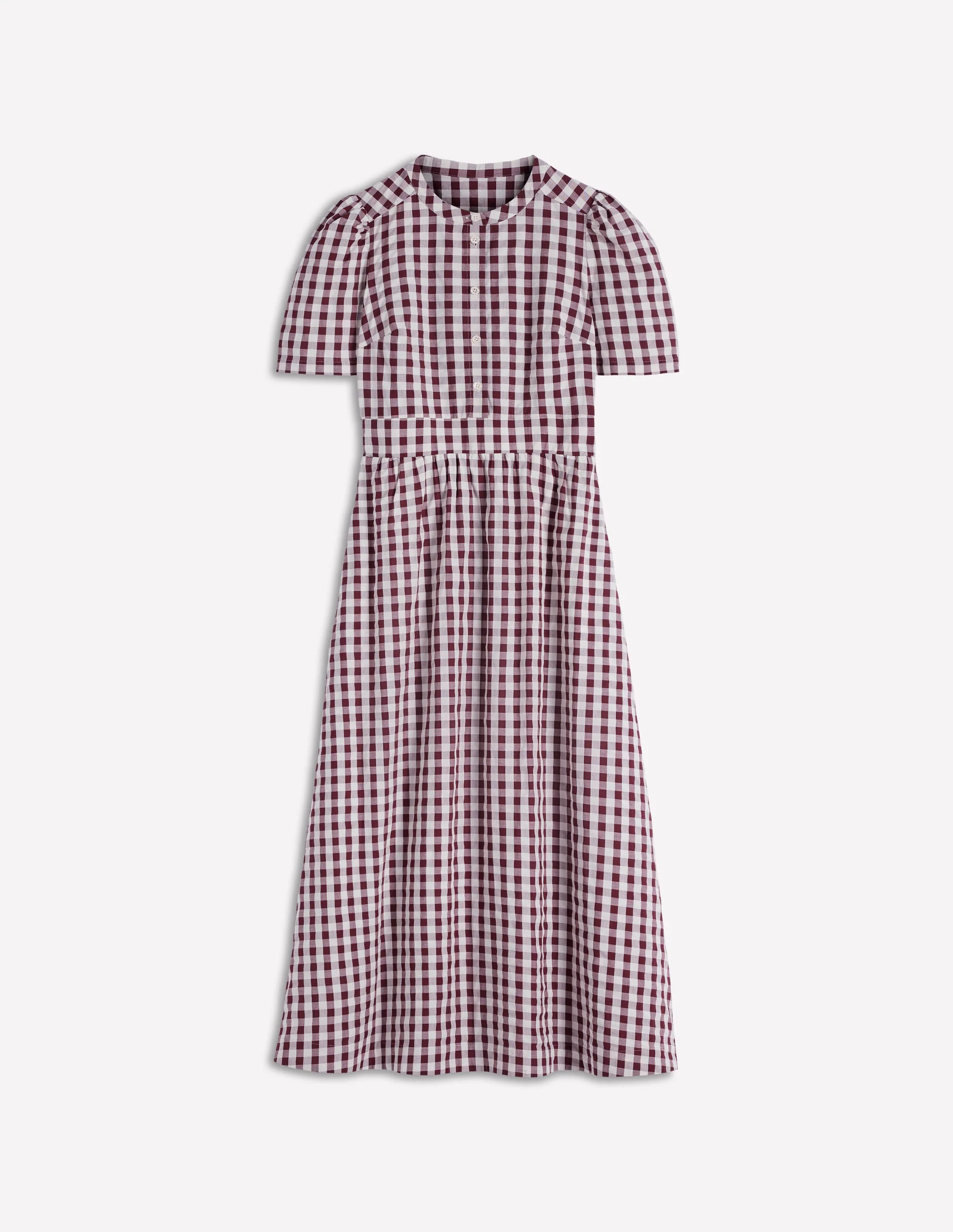 Ivy Button Cotton Midi Dress-Gingham - Image 7