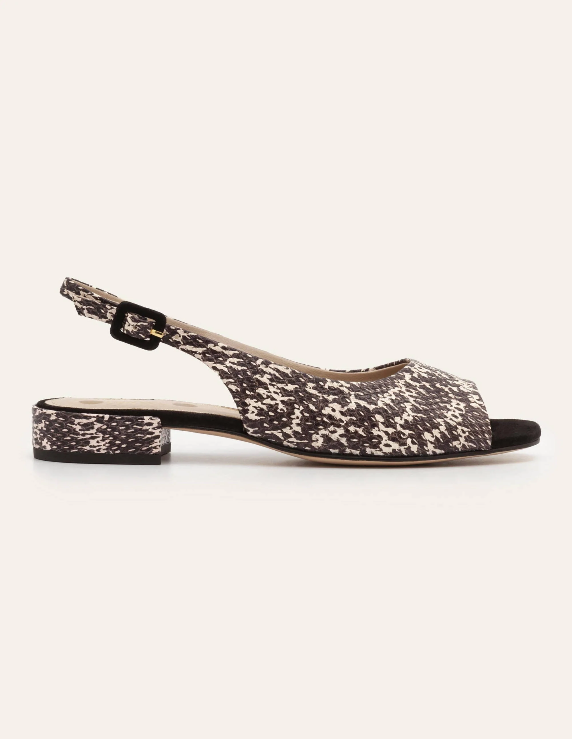 Ivy Low Heel Slingbacks-Black/White Snake - Image 3