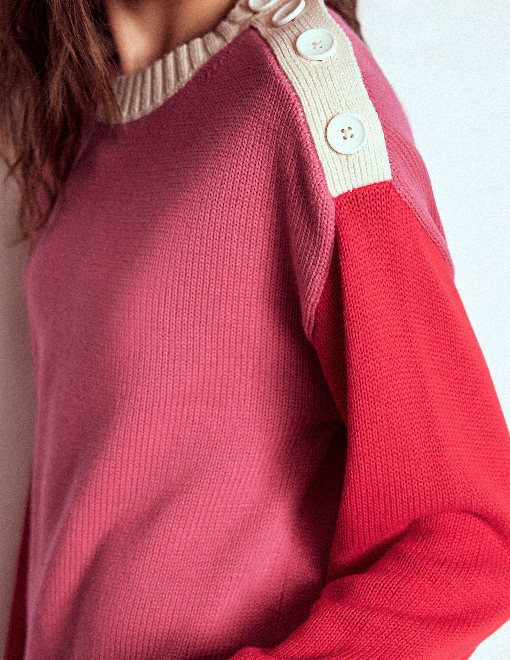Jemma Chunky Cotton Sweater-Rose Pink - Image 2
