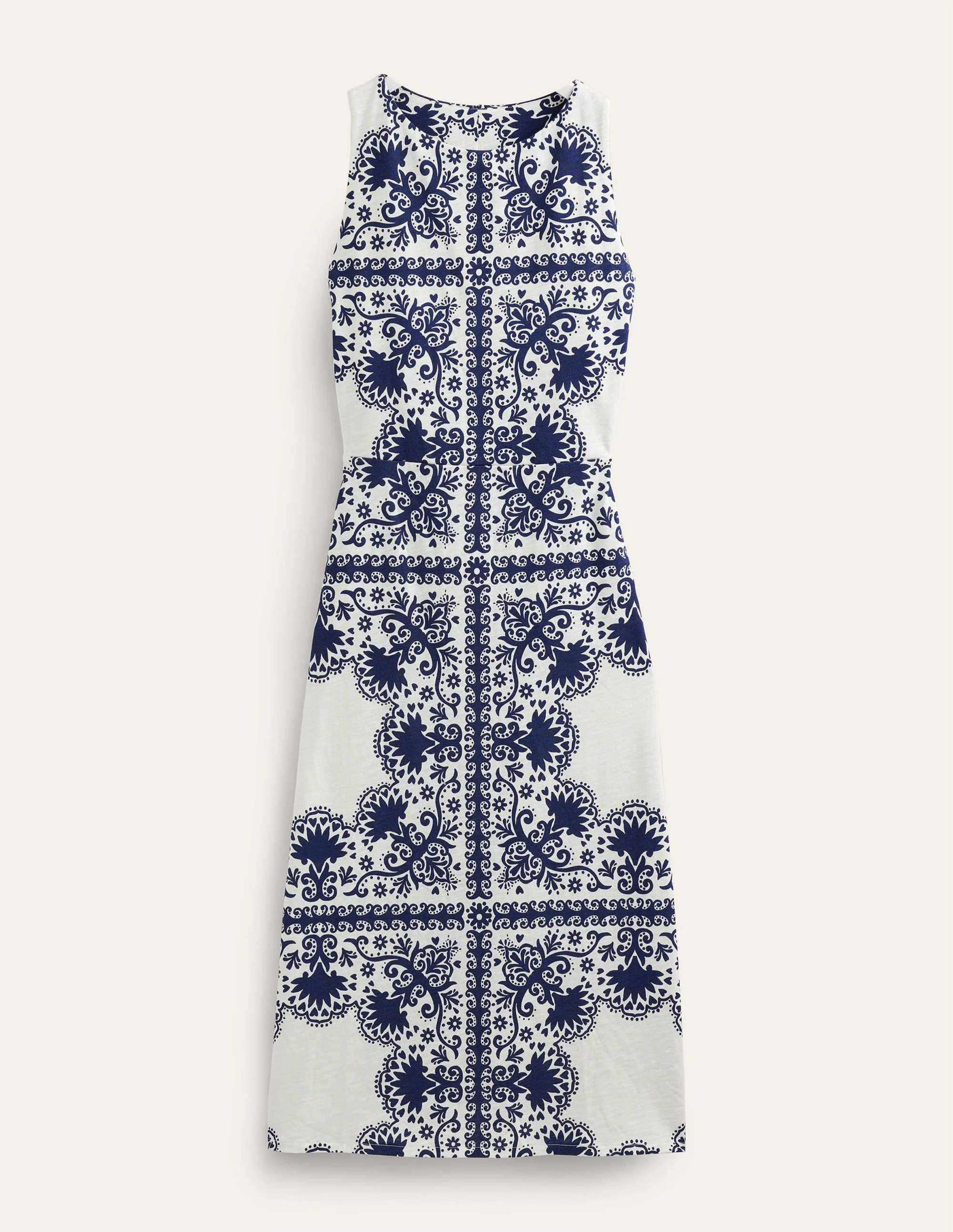 Jersey Column Midi Dress-Navy, Floweret Placement - Image 5