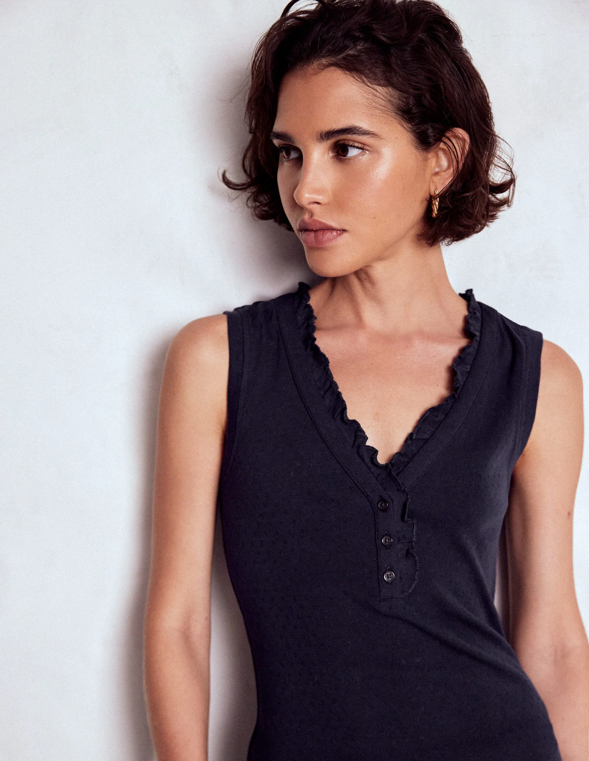 Jersey Henley Pajama Vest-Dark Blue - Image 2