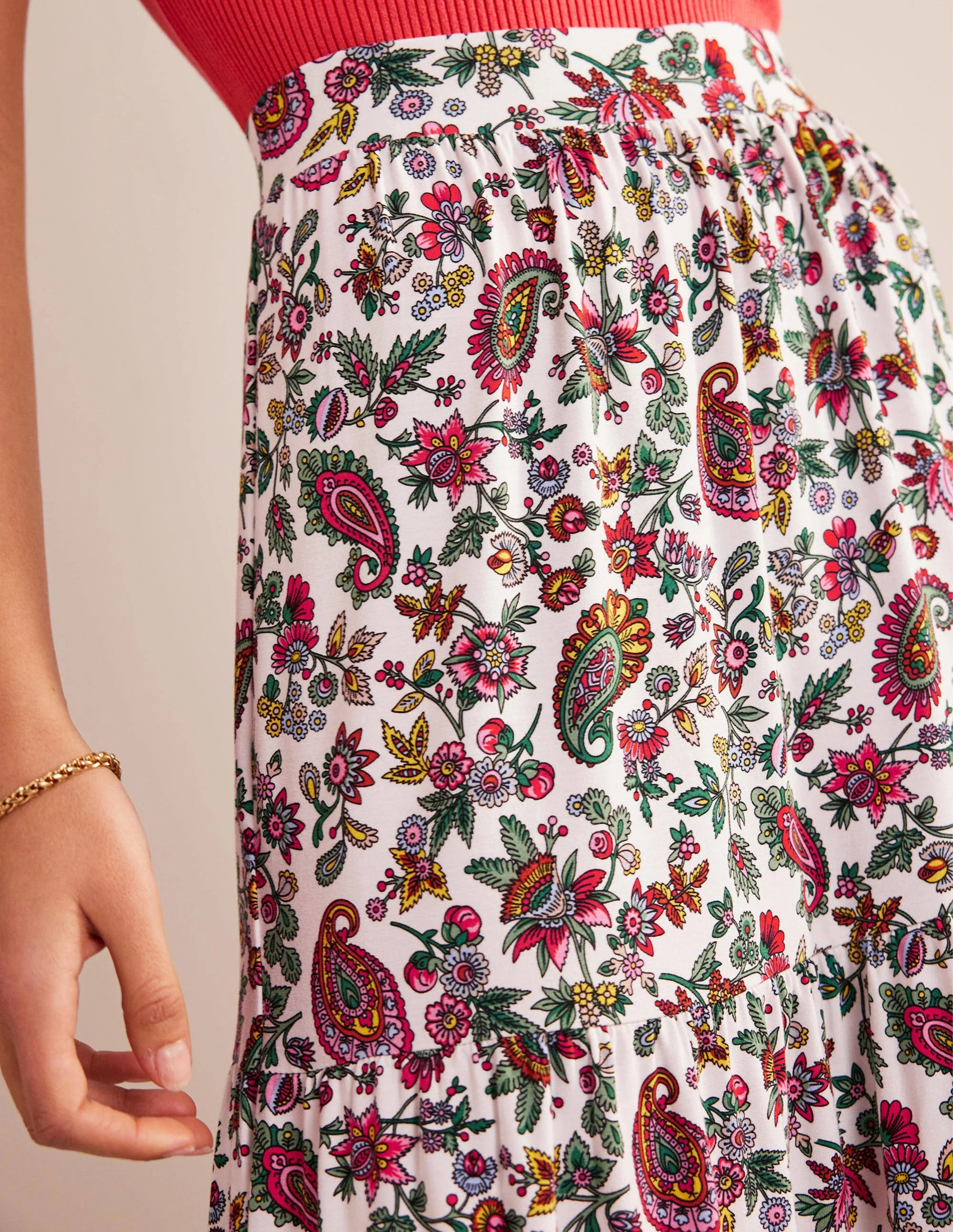 Jersey Maxi Skirt-Multi, Dandelion Paisley - Image 2